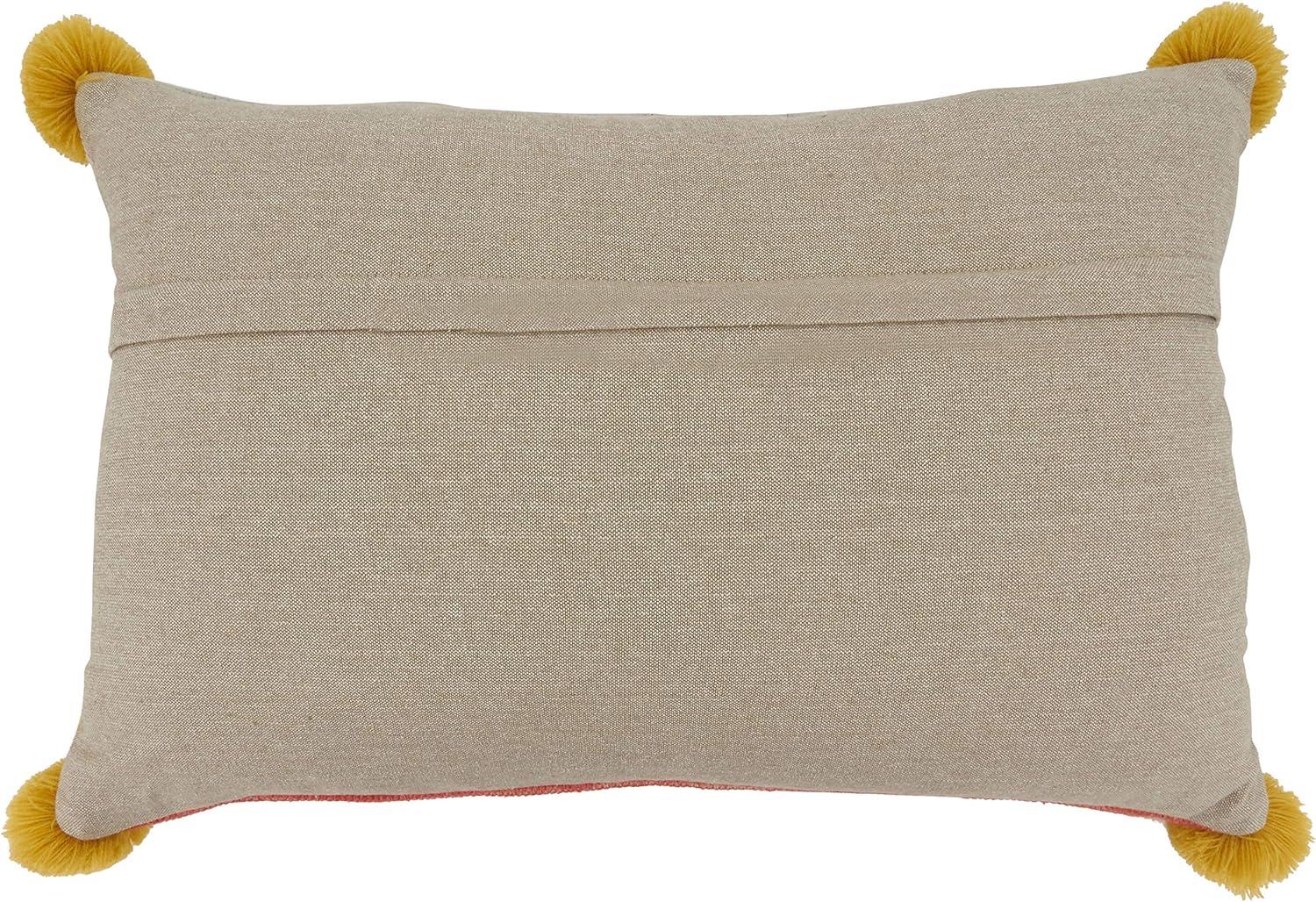 Saro Lifestyle Geometric Embroidered Pillow - Down Filled, 16"x24" Oblong, Multi