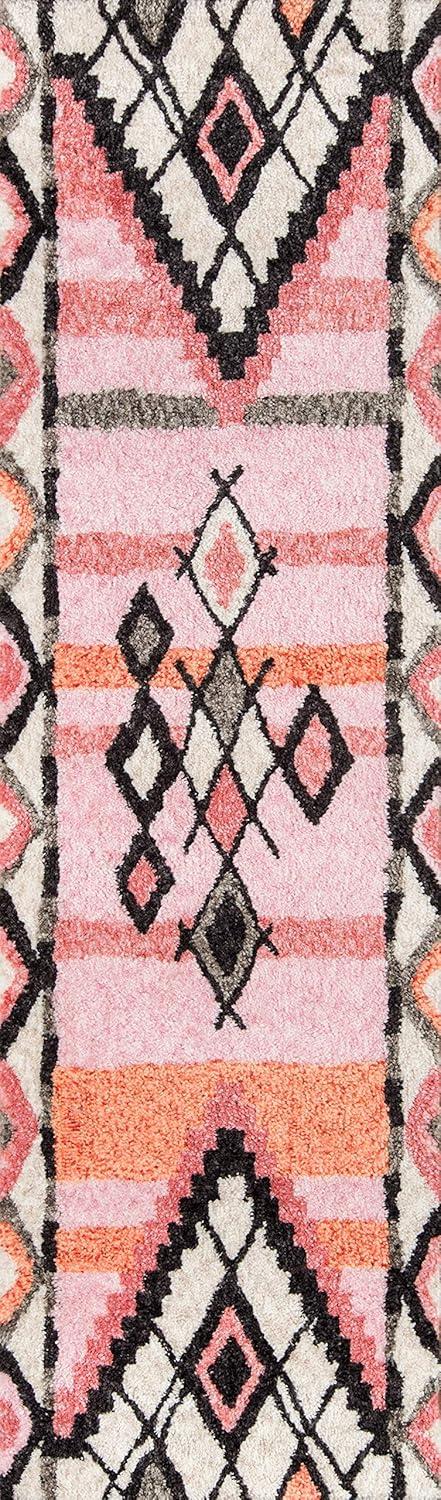 Margaux Red and Pink Geometric Tufted Runner Rug