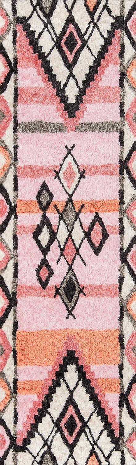 2'3"x8' Shapes Tufted Runner Rug Pink - Momeni: Modern Handmade Hallway Rug, Polyester, Medium Pile, Indoor Use