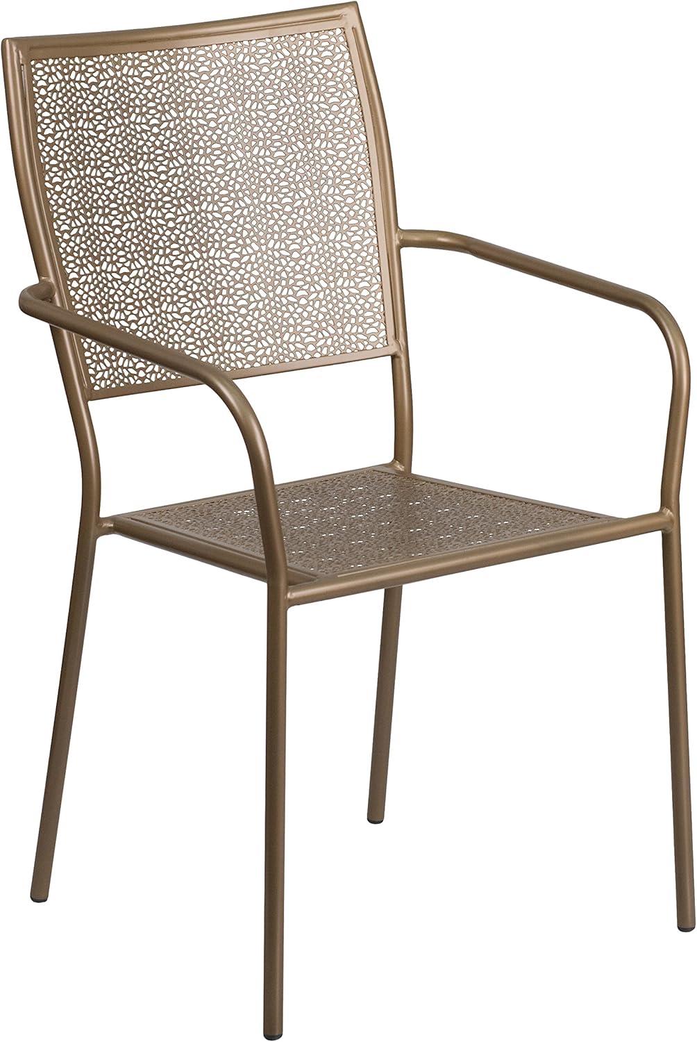 Gold Rain Flower Indoor-Outdoor Steel Stackable Patio Chair