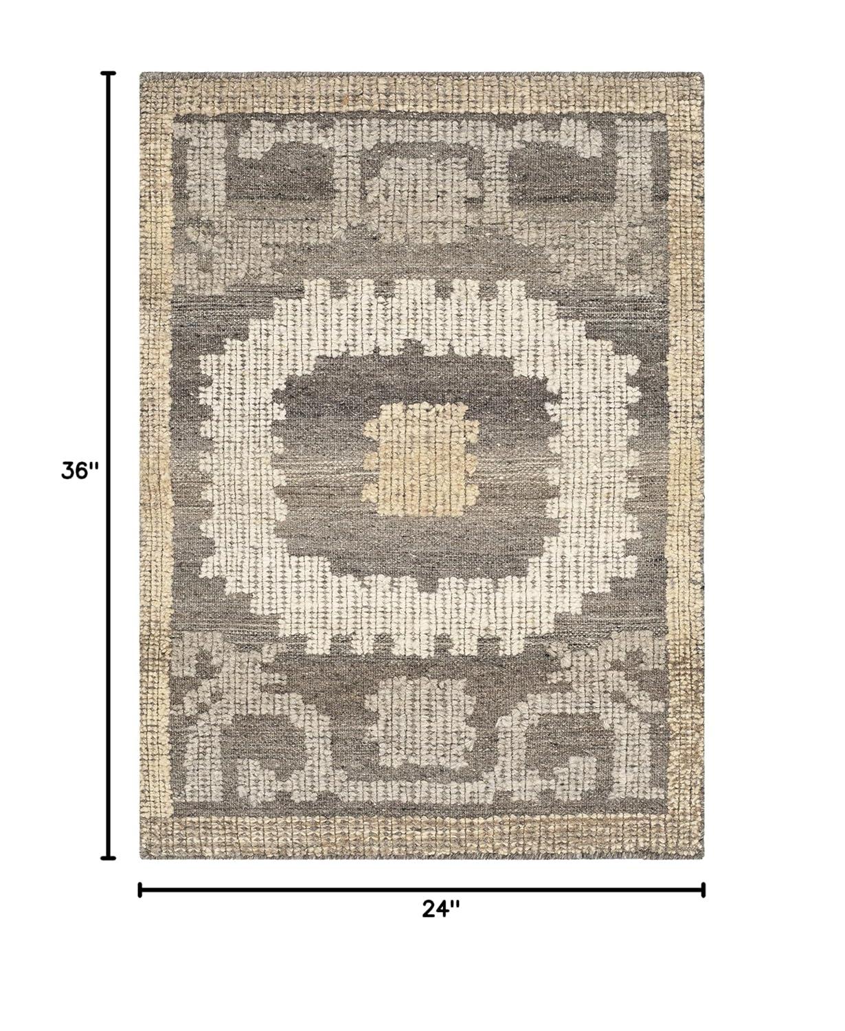 Kenya KNY313 Hand Knotted Area Rug - Ivory/Brown - 7'x7' - Safavieh.