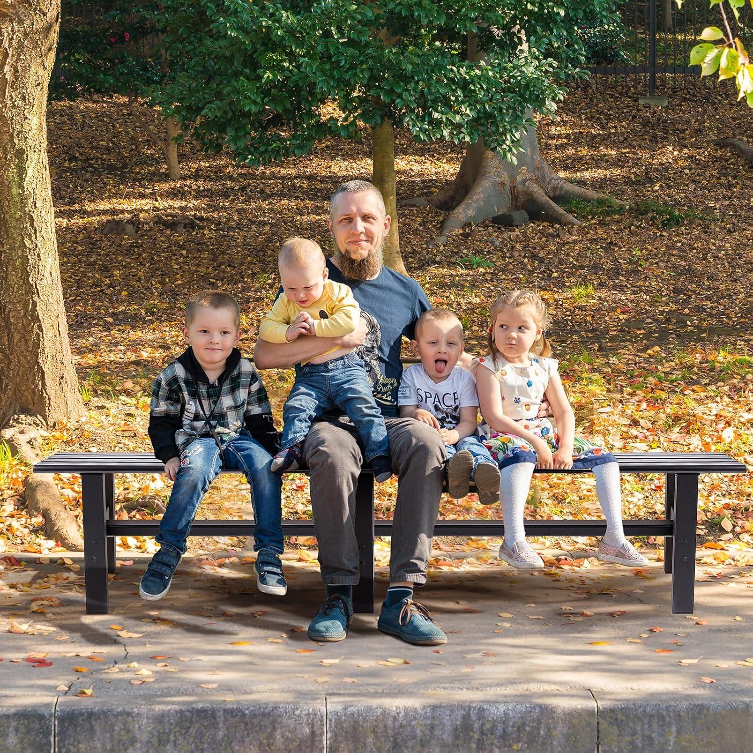 TECSPACE Aluminum Outdoor Patio Bench Black,70.9 x 14.2 x 15.7 inches,Light Weight High Load-Bearing,Outdoor Bench for Park Garden,Patio and Lounge