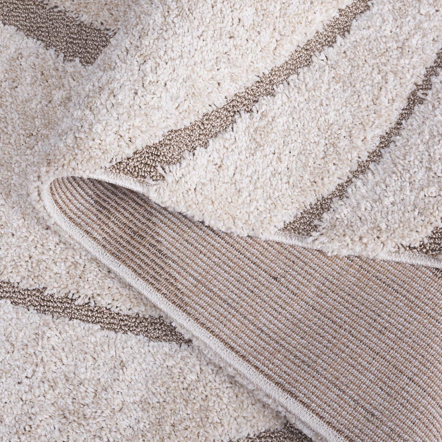 SAFAVIEH Florida Tamzen Abstract Shag Area Rug, Cream/Beige, 6'7" x 6'7" Square