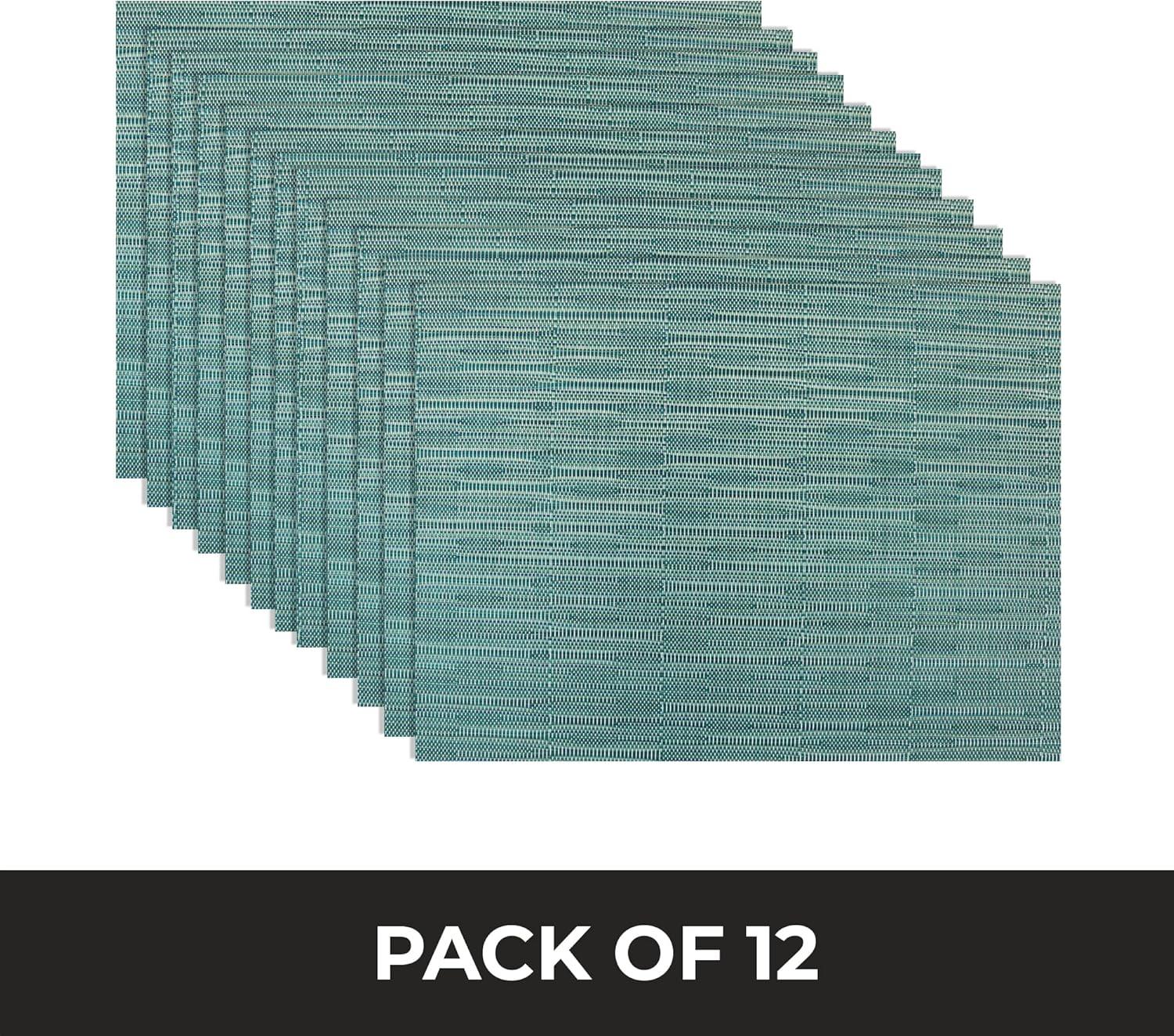 Aqua Vinyl Woven Rectangular Placemats Set of 12