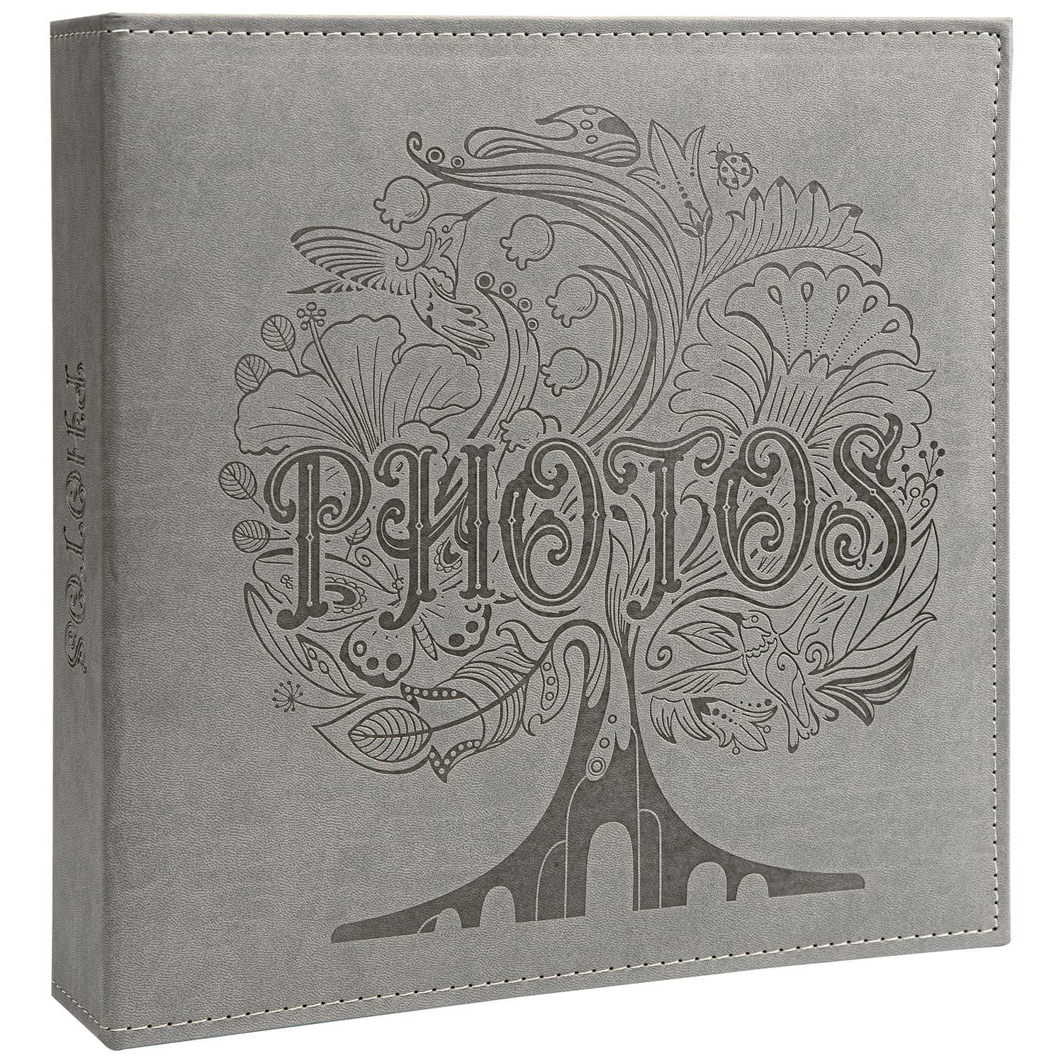 COFICE Photo Album 4x6-3 Ring Binder Large Picture Album Book with Index and Divider Sheets - Big Photobook with Acid-Free Pocket Sheets Holds up to 600 Photos - Elegant PU Leather Cover, Grey
