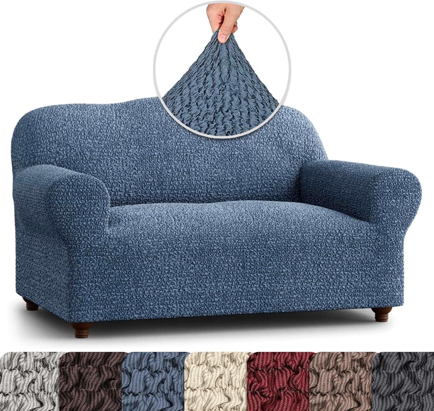 Stretchy Slipcover for Loveseat Sofa - Italian Style & Premium Quality - Mille Righe Collection