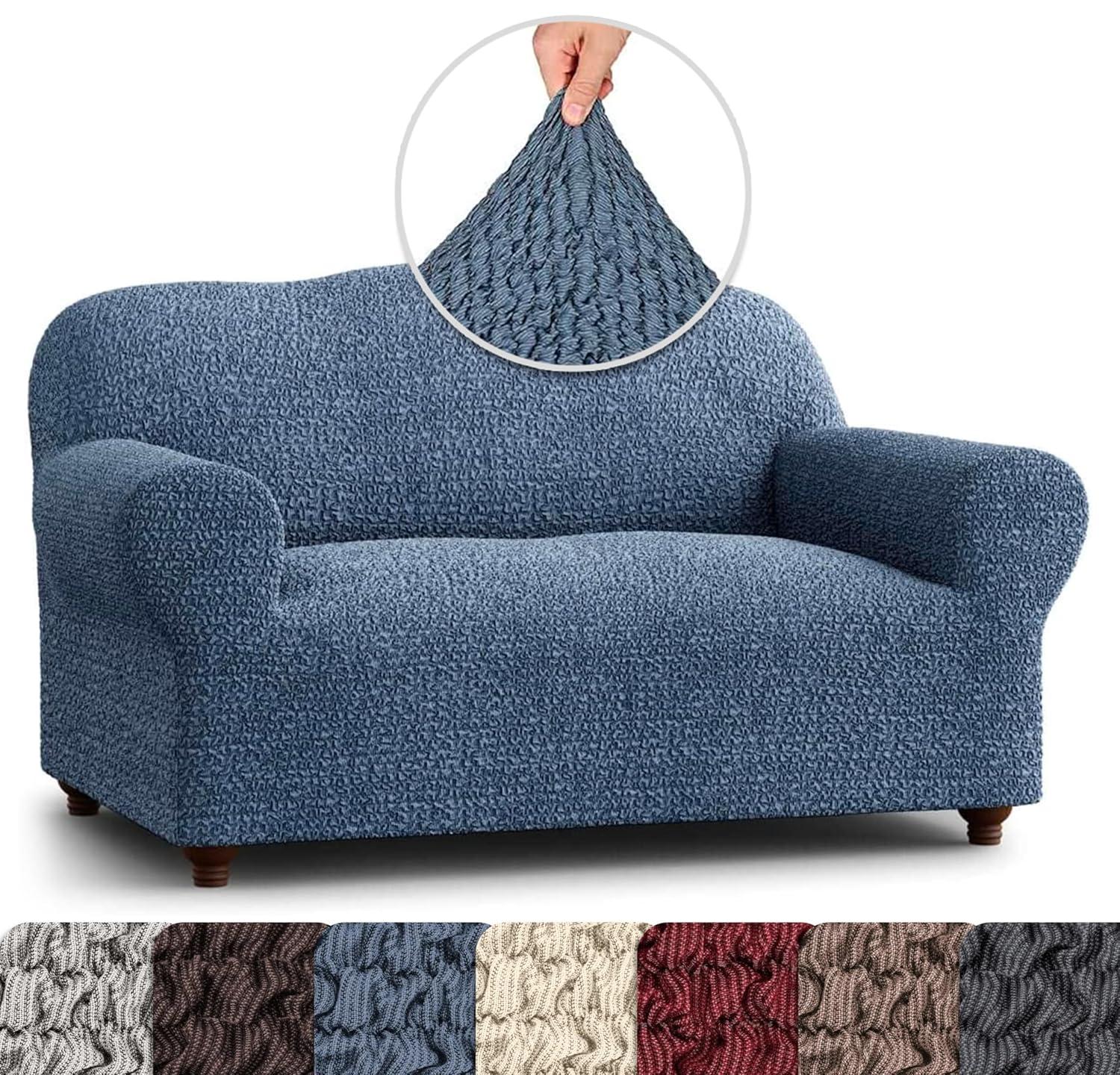 Stretchy Slipcover for Loveseat Sofa - Italian Style & Premium Quality - Mille Righe Collection