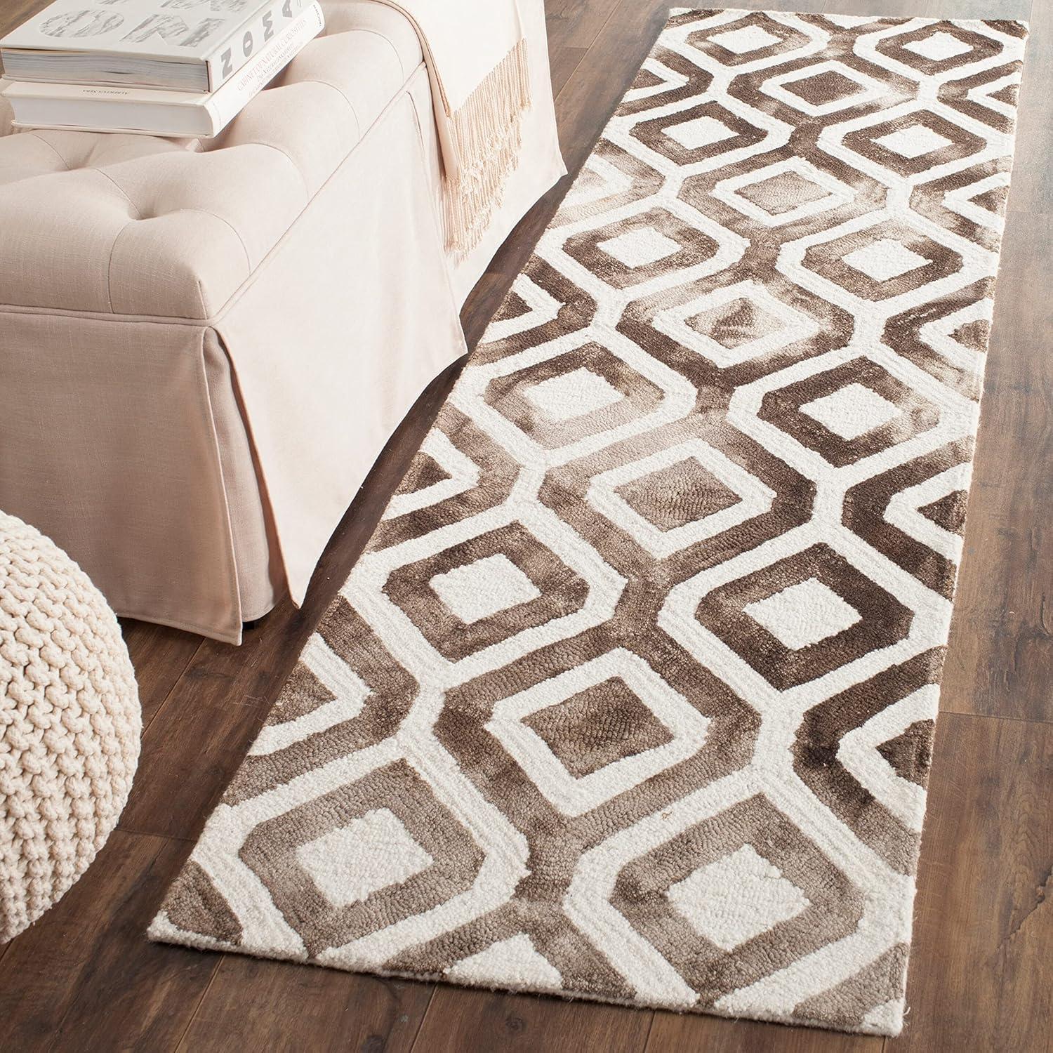 Ivory and Chocolate Hand-Tufted Wool 9' x 12' Area Rug