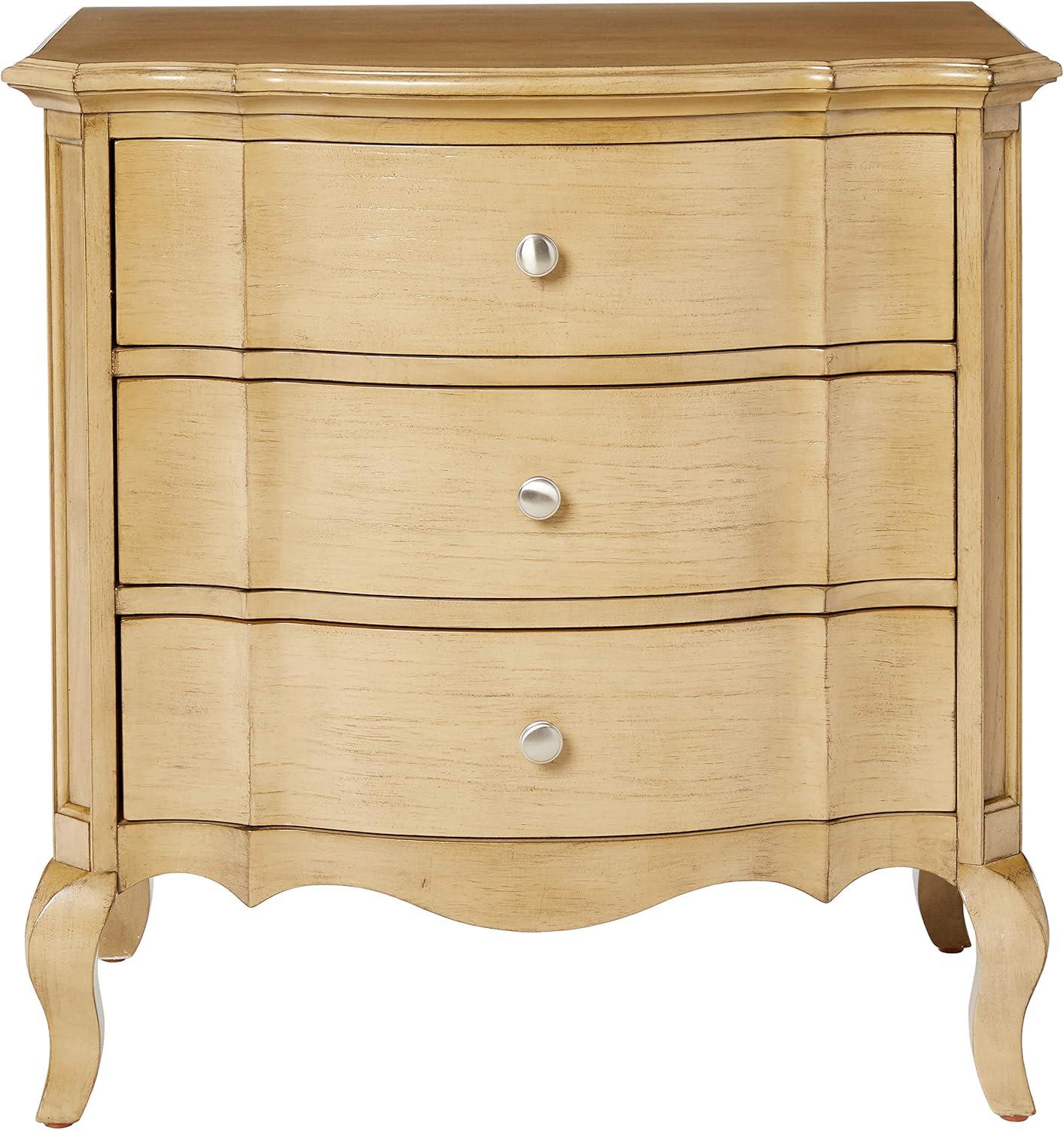 30" Chelmsford Nightstand Antique Taupe - Acme Furniture: 3 Drawers, Cabriole Legs, Wood Veneer