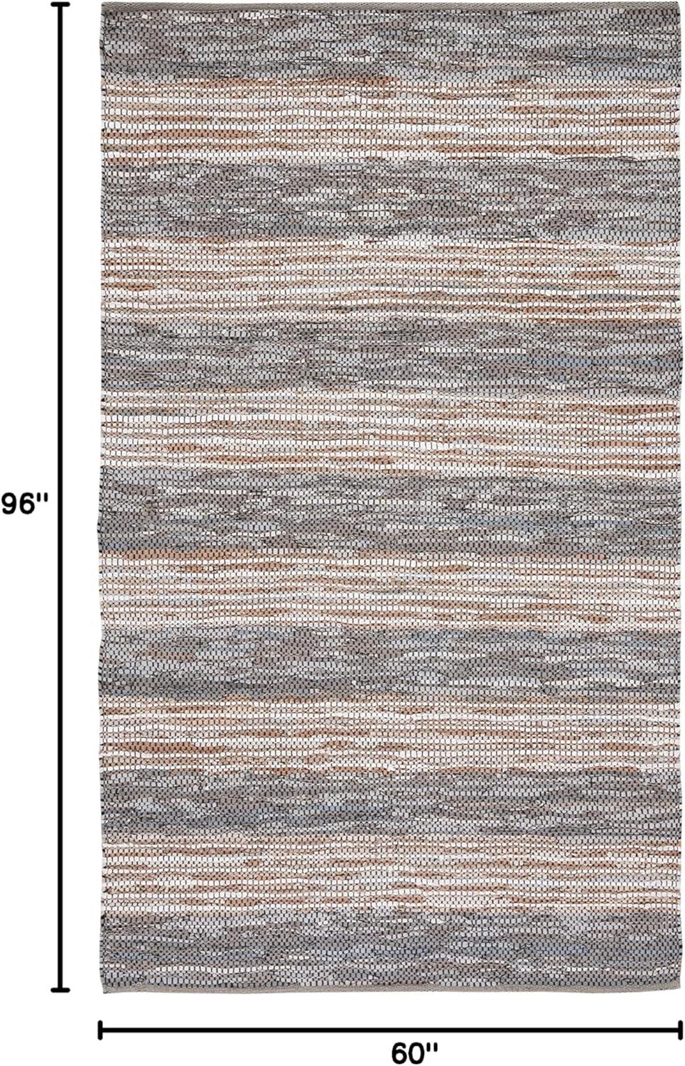 Vintage Leather VTL204 Hand Woven Area Rug - Grey/Natural - 5'x8' - Safavieh.