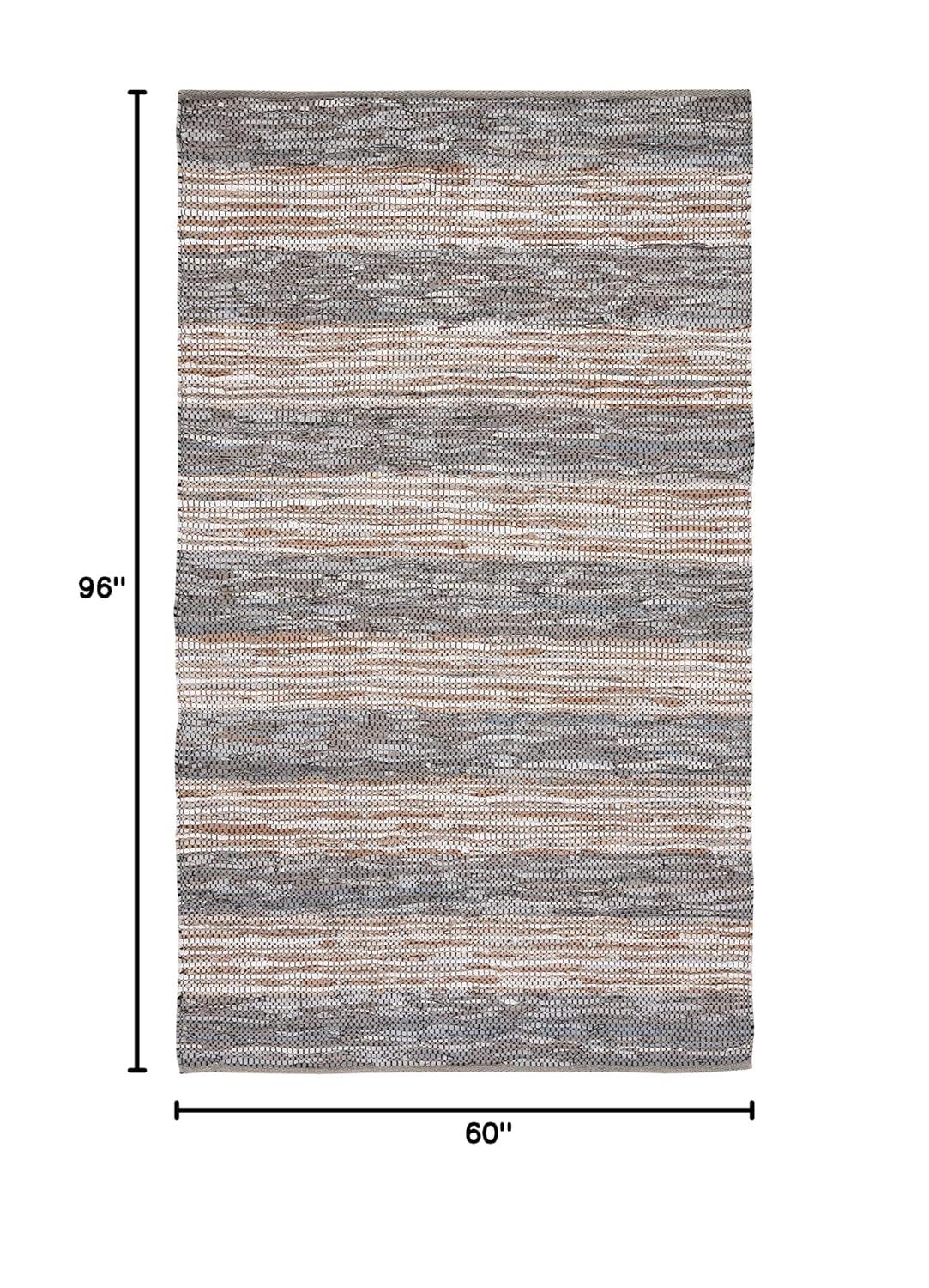 Vintage Leather VTL204 Hand Woven Area Rug - Grey/Natural - 5'x8' - Safavieh.