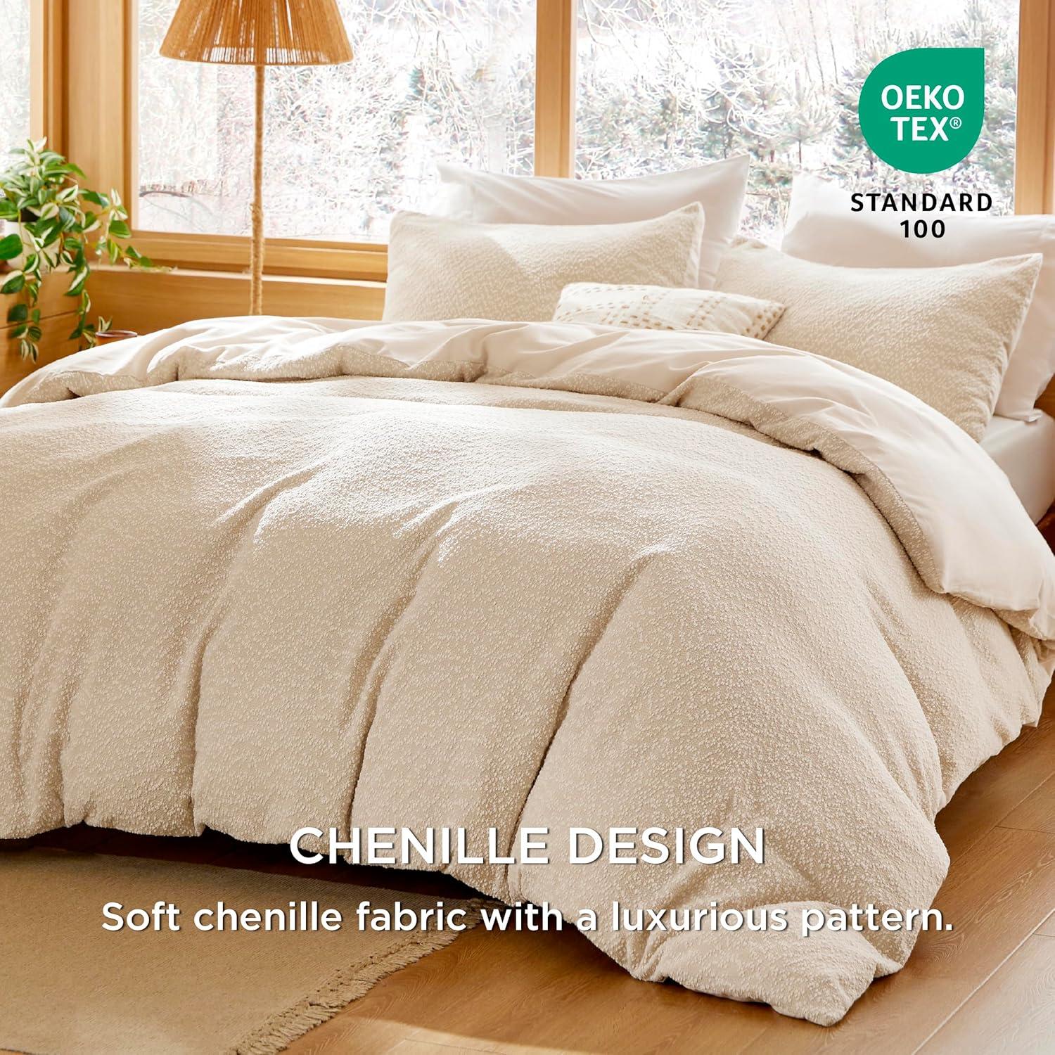 Bedsure | 3Pcs Tufted Boho Farmhouse Shabby Chic Embroidery Comforter Set