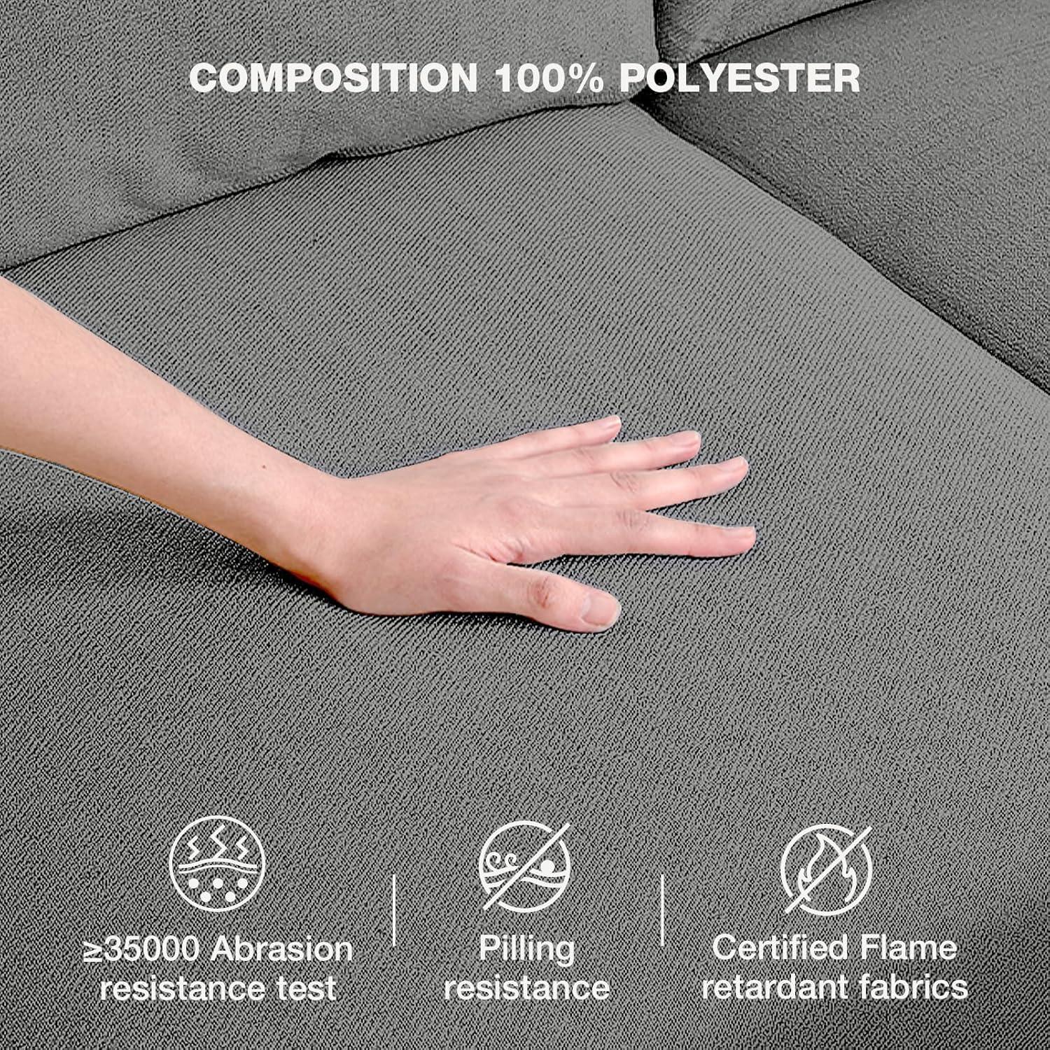 Novilla 57" Loveseat Sofa for Living Room, Linen Fabric Upholstered Small Couch With 2 Bolster Pillows for Apartment, Bedroom, Toolless Assembly, Grey
