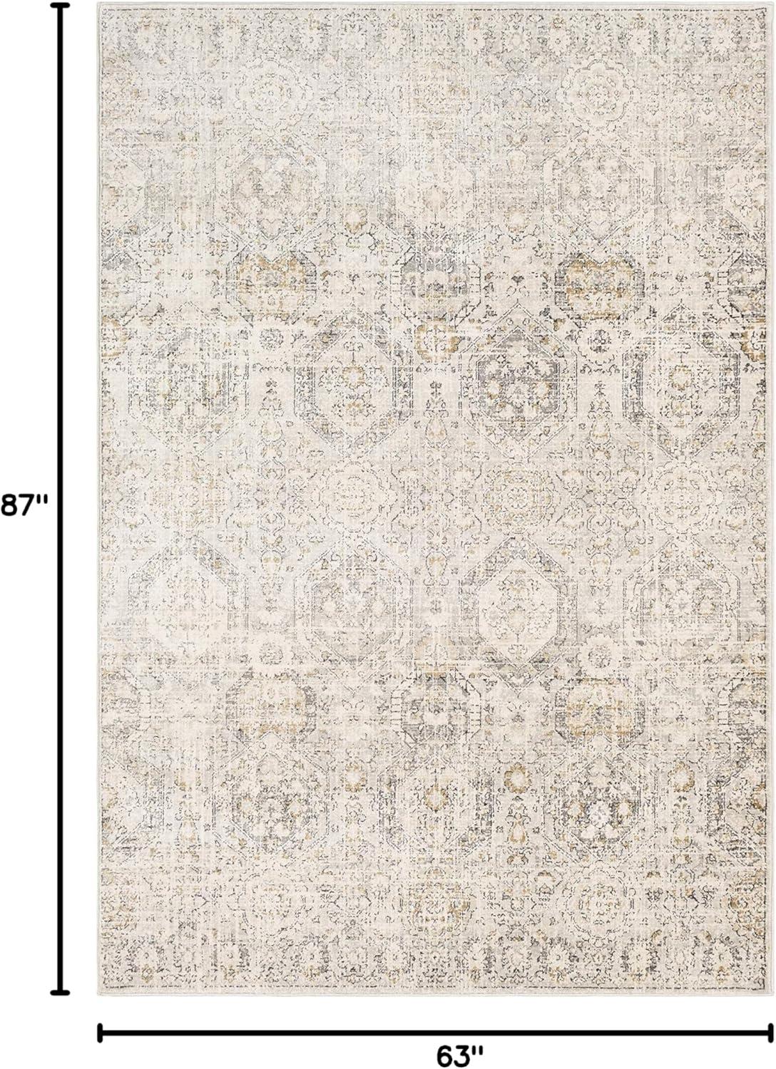 Elegance Beige Rectangular Synthetic Easy-Care Area Rug