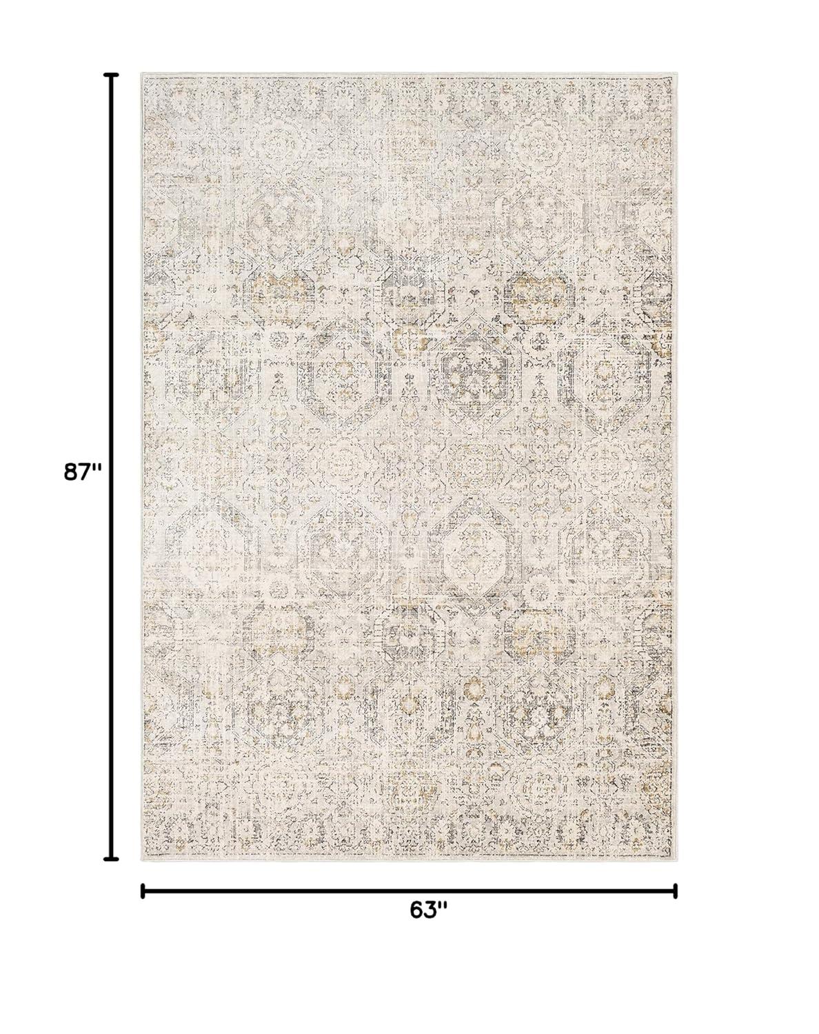 Elegance Beige Rectangular Synthetic Easy-Care Area Rug