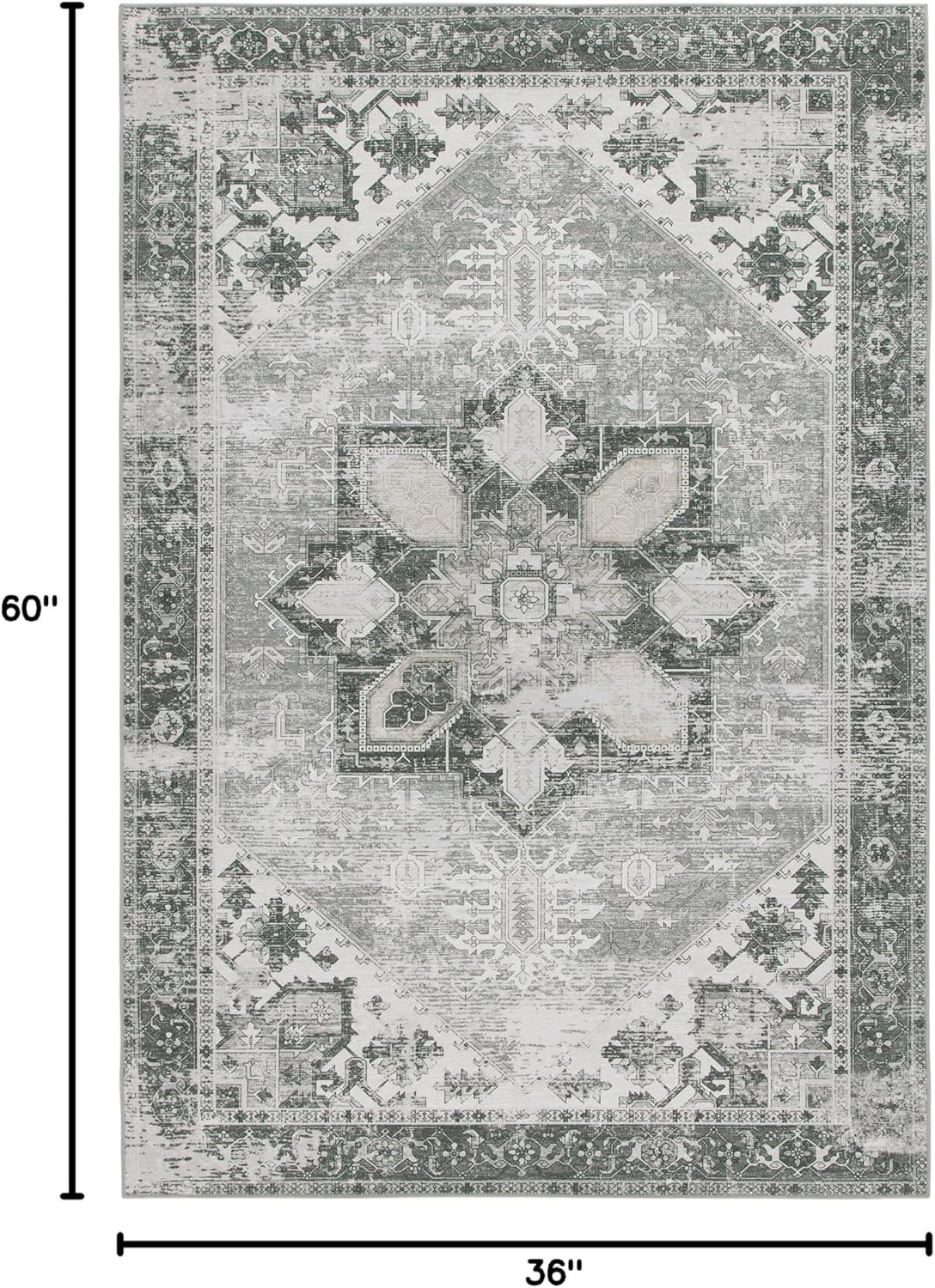 Tucson TSN102 Power Loomed Machine Washable Area Rug - Dark Sage/Ivory - 3'x5' - Safavieh.