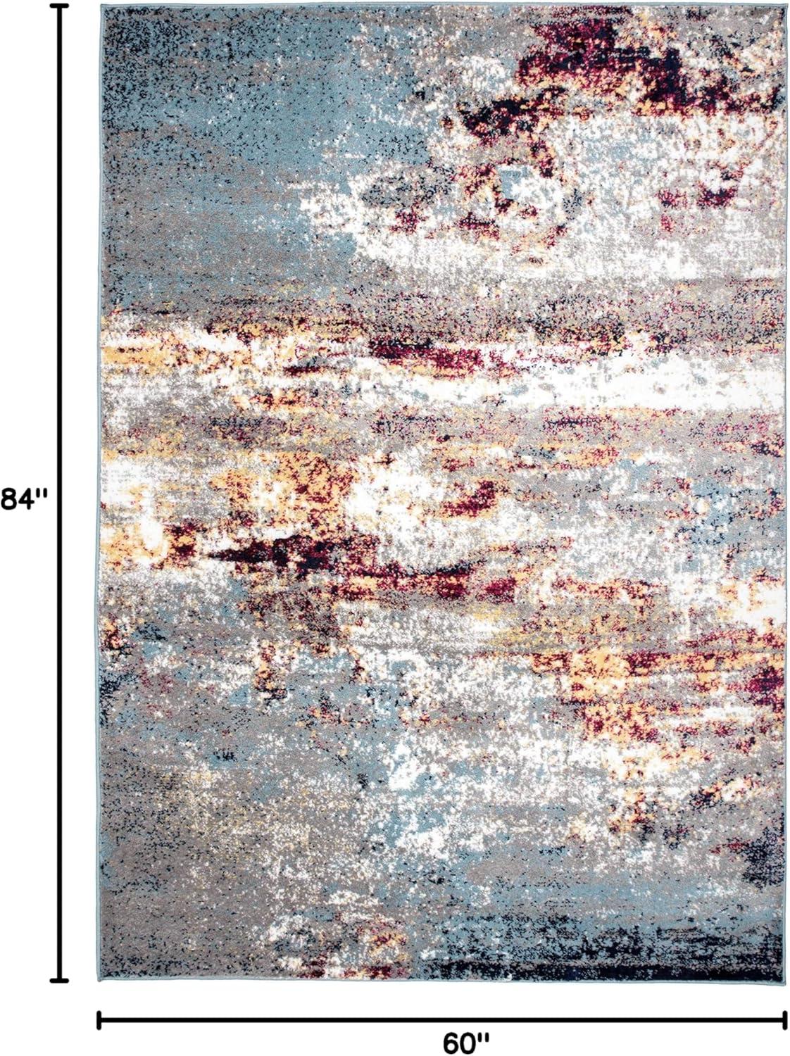 World Rug Gallery Distressed Abstract Watercolor Area Rug