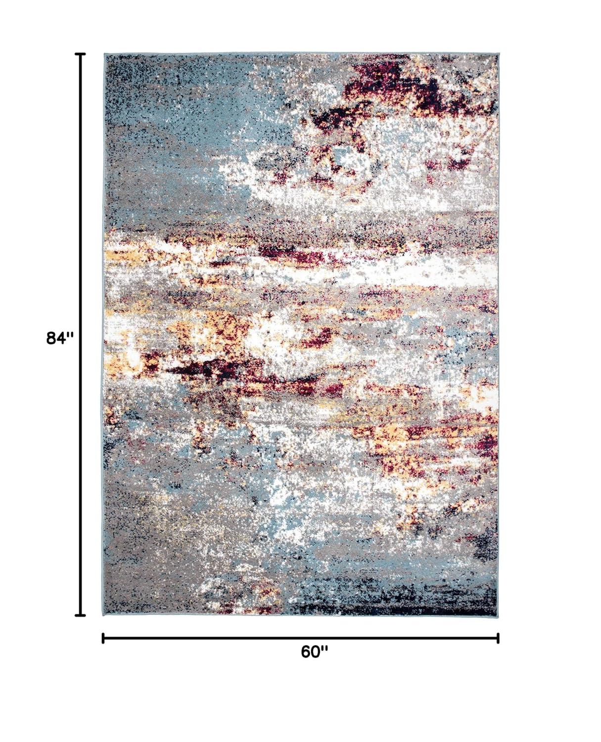 World Rug Gallery Distressed Abstract Watercolor Multi 5' x 7' Area Rug
