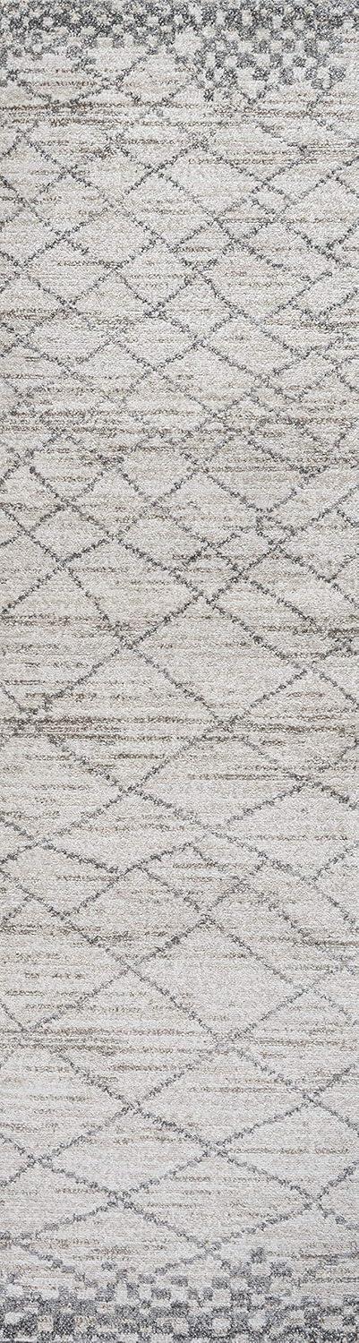 2'x8' Asilah Moroccan Modern Diamond Runner Rug, Light Gray - JONATHAN Y