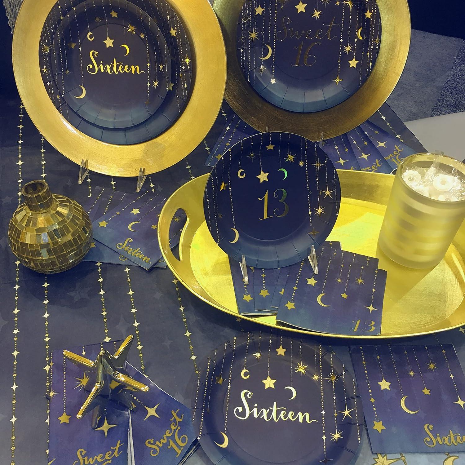 Starry Night Rectangular Black and Blue Paper Tablecover