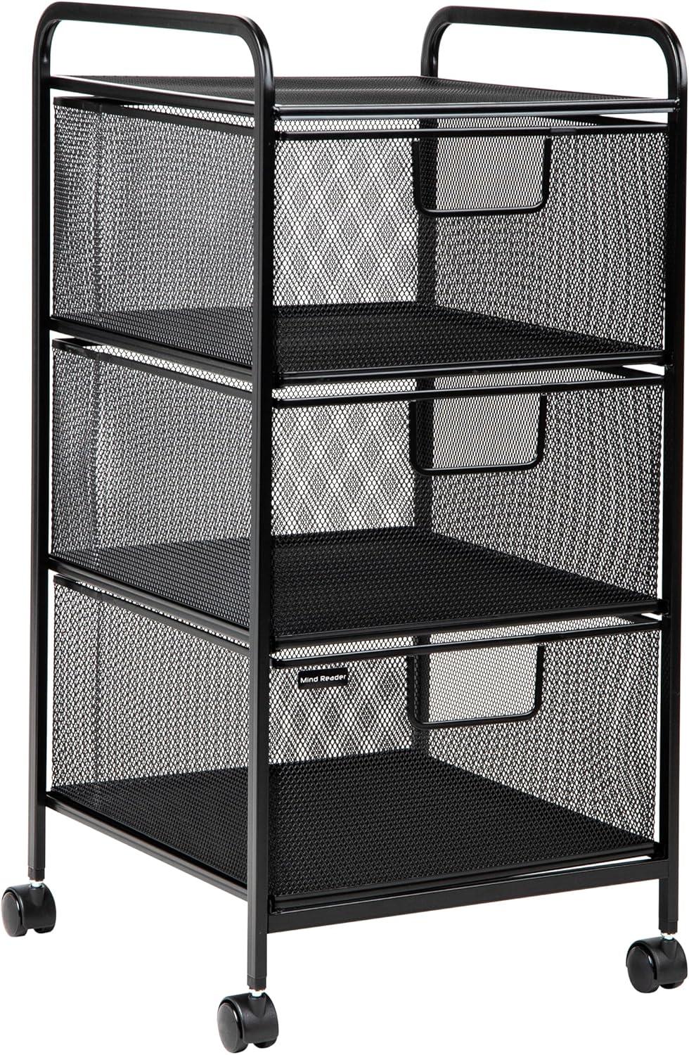 Mind Reader 3 Drawer Mesh Rolling Heavy Duty Multi-Purpose Cart