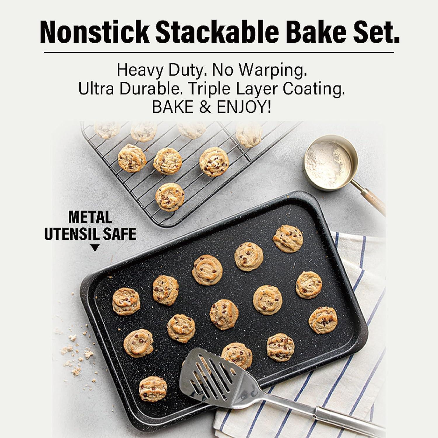 Granitestone 6 Piece Nonstick Stackable Bakeware Set - Black