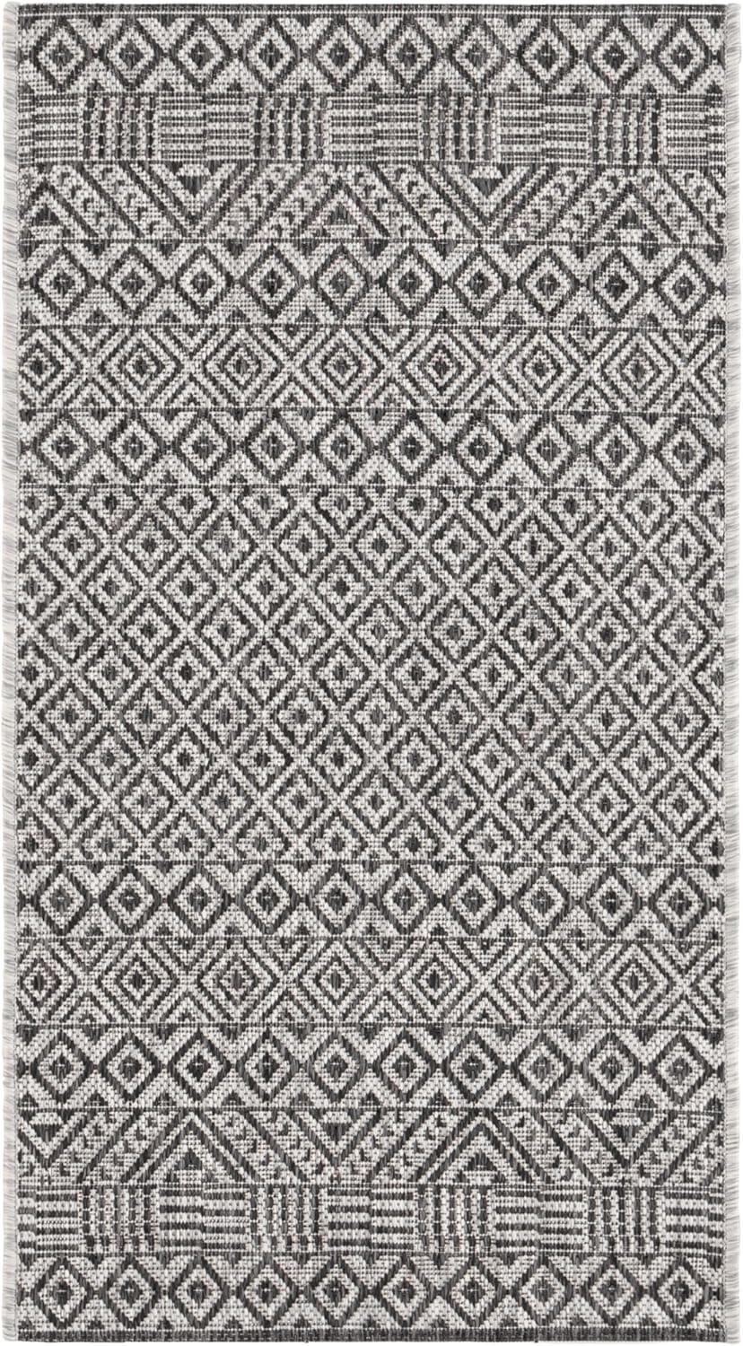 Courtyard CY8235 Power Loomed Indoor and Outdoor Accent Rug - Grey/Black - 2'x3'7" - Safavieh