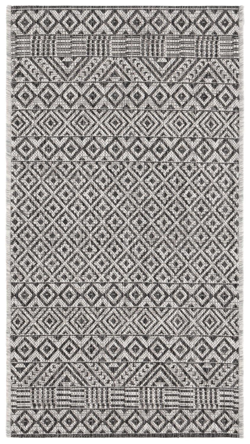 Courtyard CY8235 Power Loomed Indoor and Outdoor Accent Rug - Grey/Black - 2'x3'7" - Safavieh