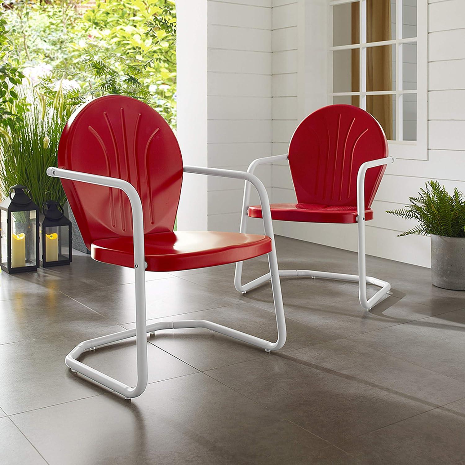 Crosley Furniture Griffith Metal Patio Chair in Bright Red Gloss