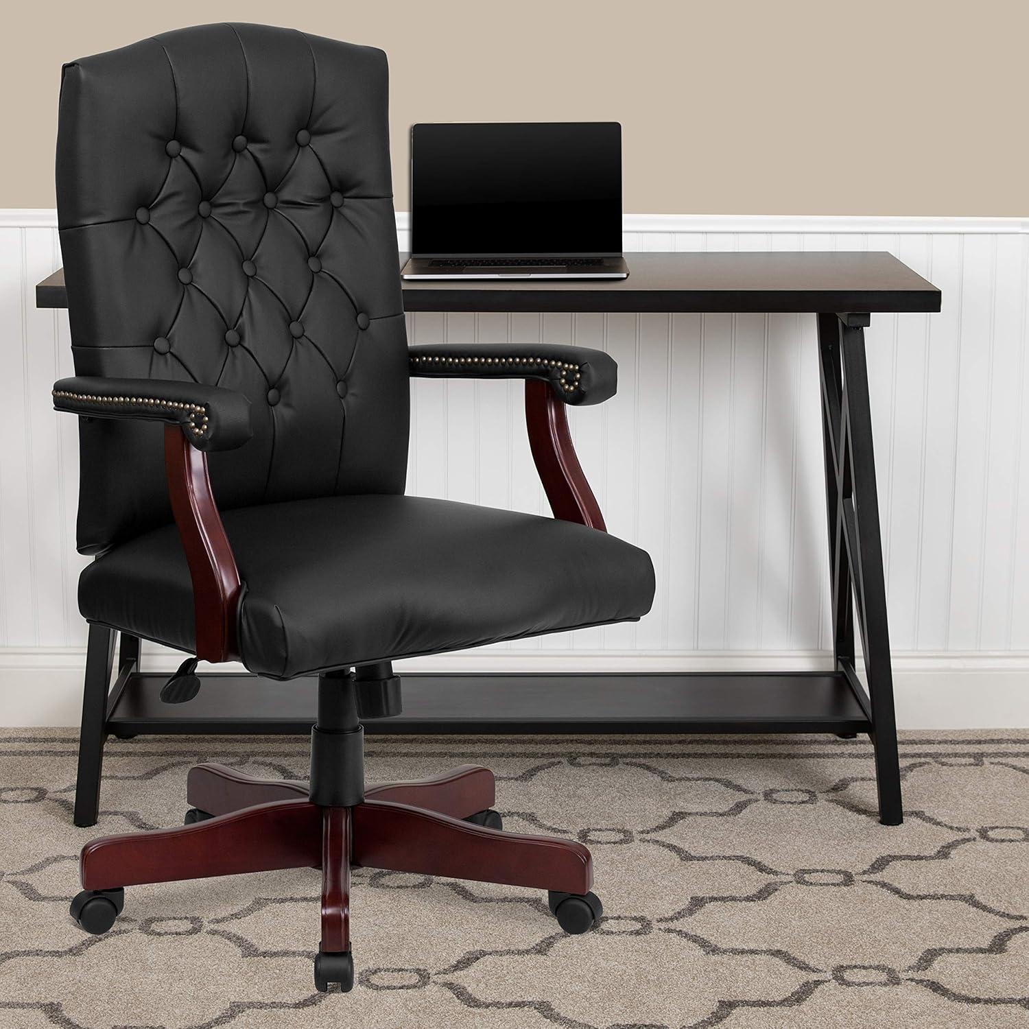 Flash Furniture Martha Washington Black LeatherSoft Executive Swivel Office Chair with Arms