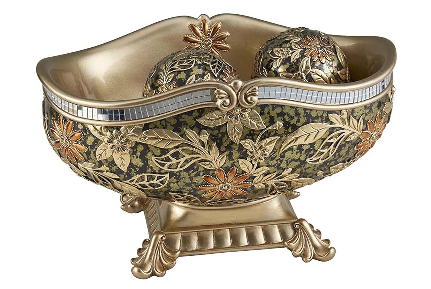 Elegant Handcrafted Stainless Steel Bowl with Decorative Spheres