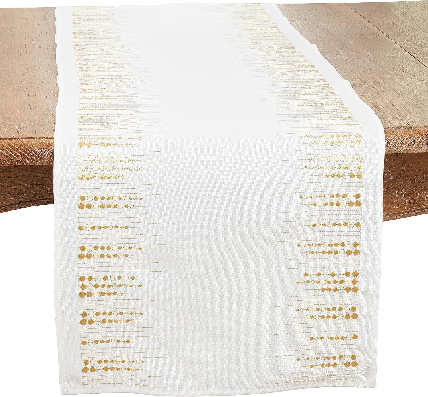 Saro Lifestyle Handcrafted Embroidered Dots Table Runner