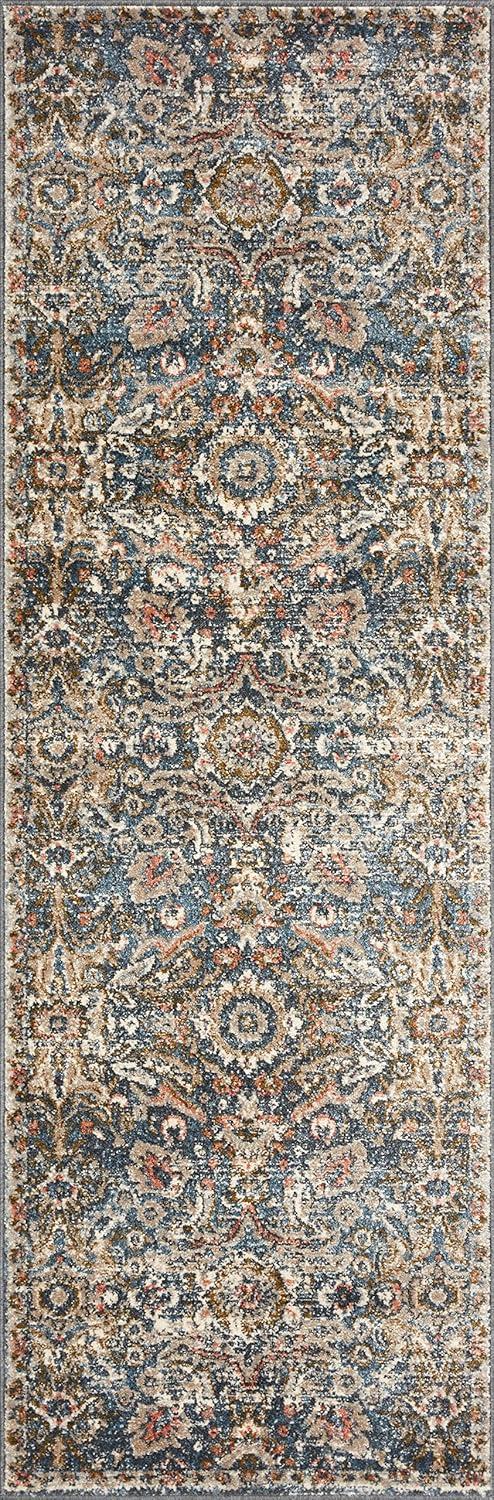 Loloi II Saban SAB-04 Oriental Blue / Sand Area Rug 5'-3" x 5'-3" Round