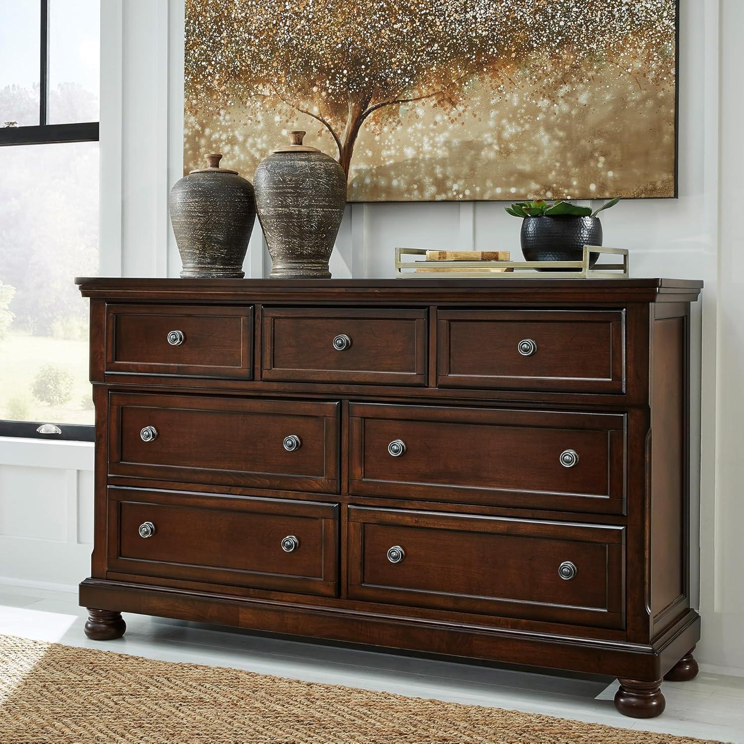 Ashley Furniture Flynnter 7 Drawer Dresser in Medium Brown
