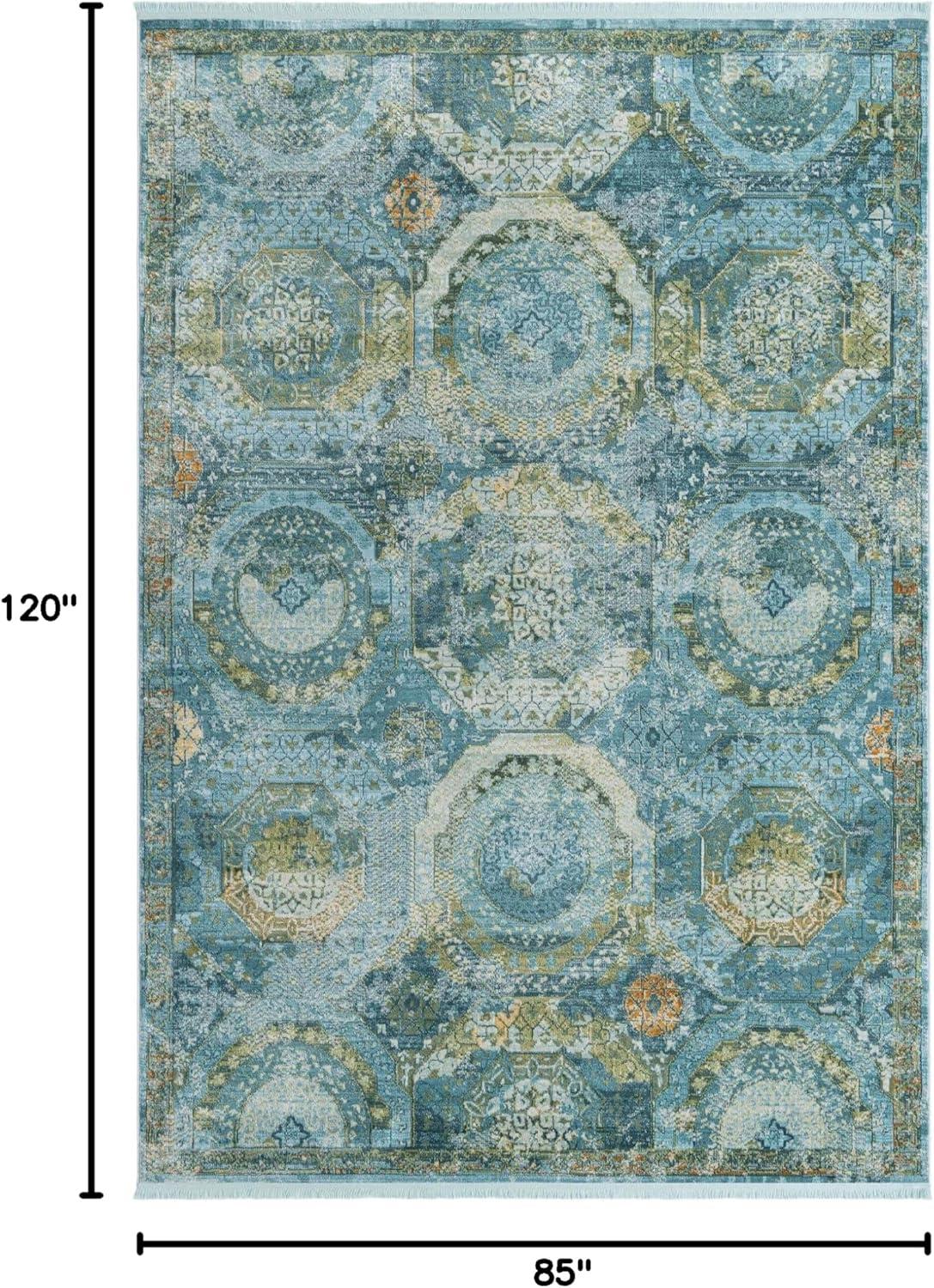 Unique Loom Baracoa Collection Area Rug - Coppelia (7' x 10' Rectangle Light Blue/Blue)