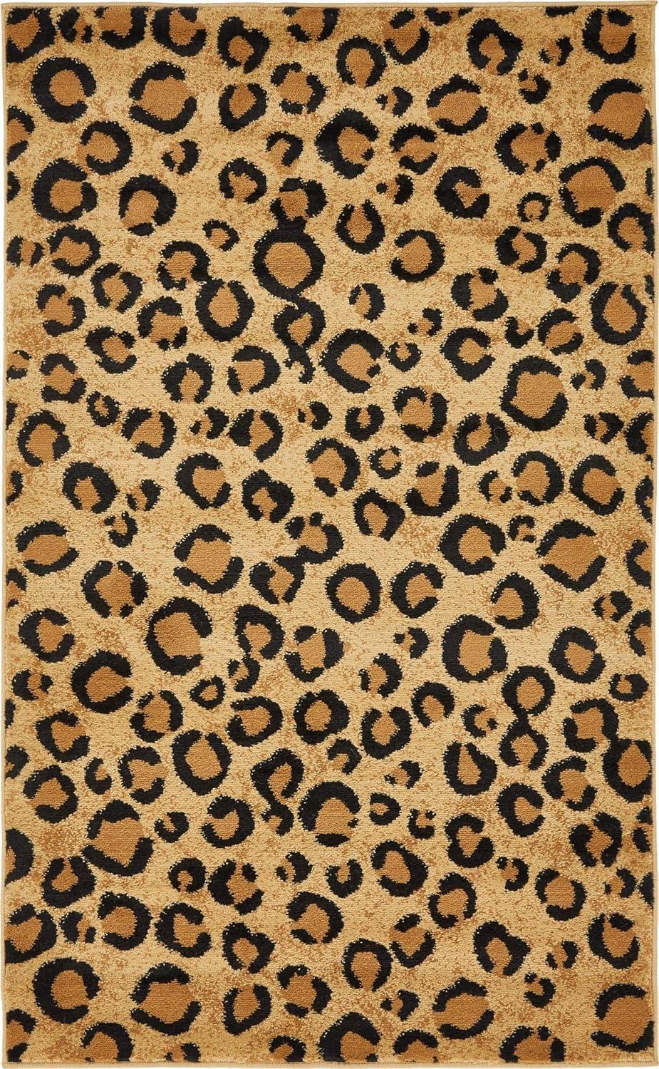 Savannah Safari 6' x 9' Light Brown Geometric Kids Area Rug