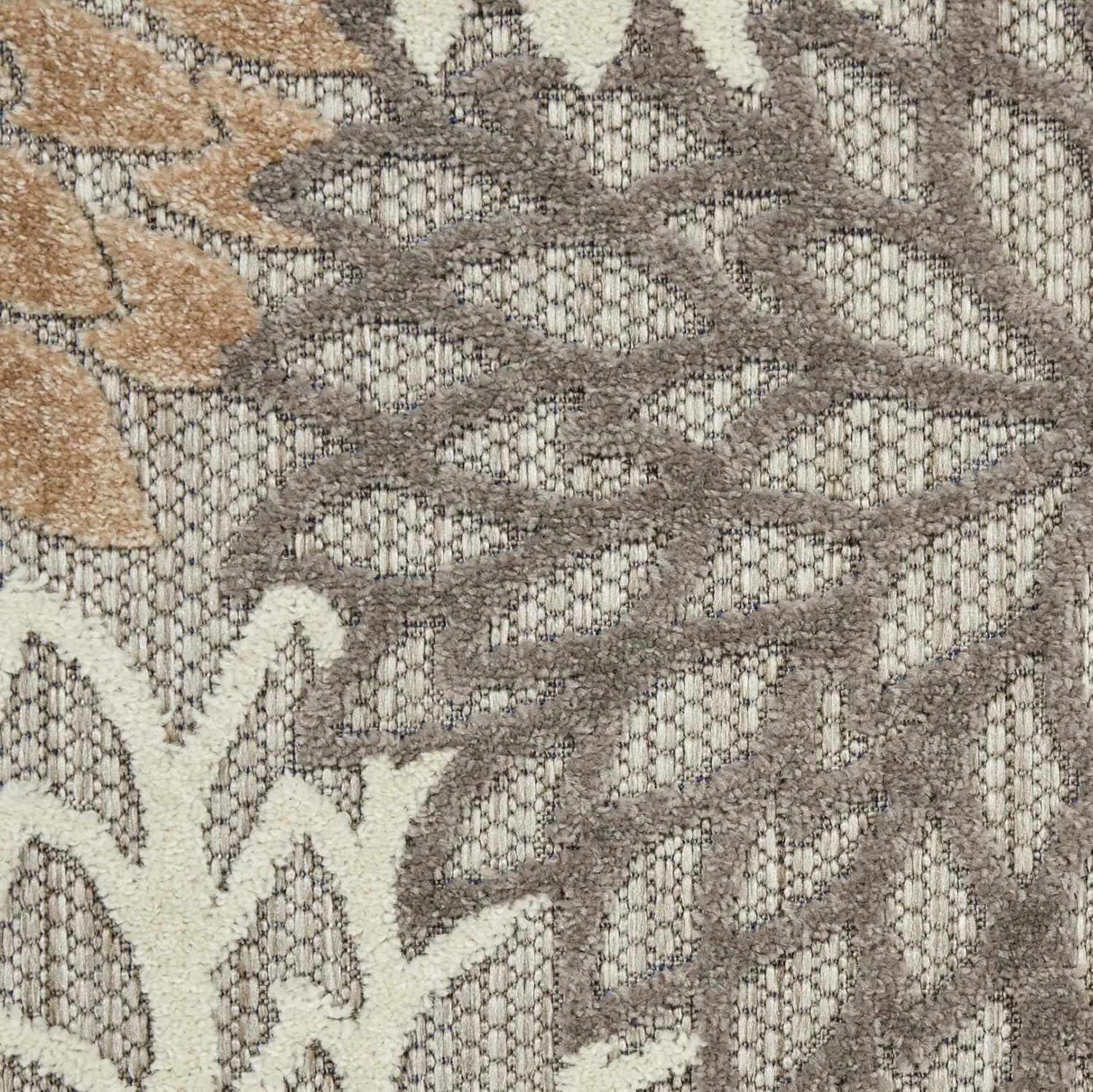Nourison Aloha Floral Bloom Flatweave High-Low Indoor Outdoor Area Rug Natural 7' x 10'