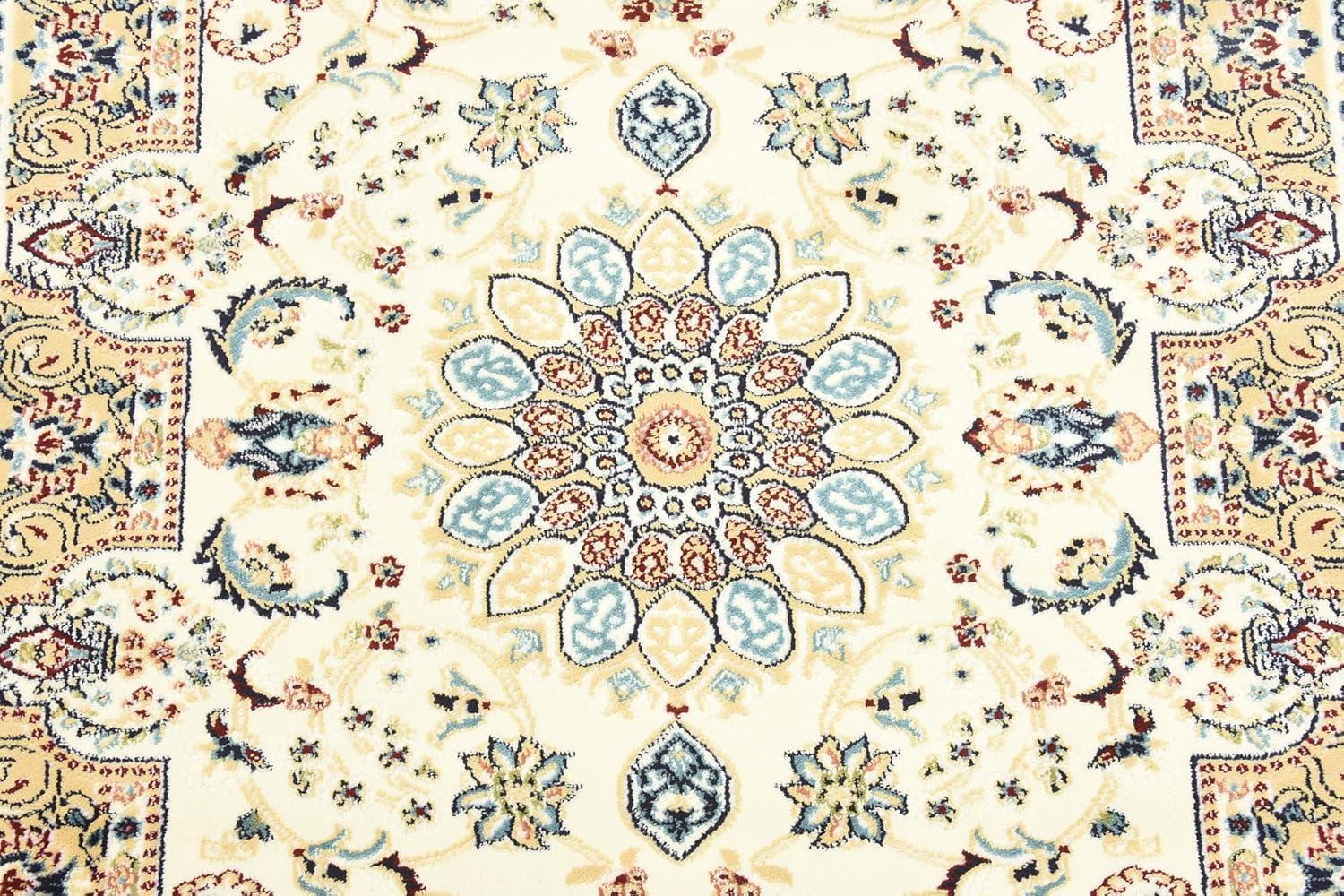 Rugs.com Rabia Collection Rug – 3' x 5' Ivory Low Rug Perfect For Entryways, Kitchens, Breakfast Nooks, Accent Pieces