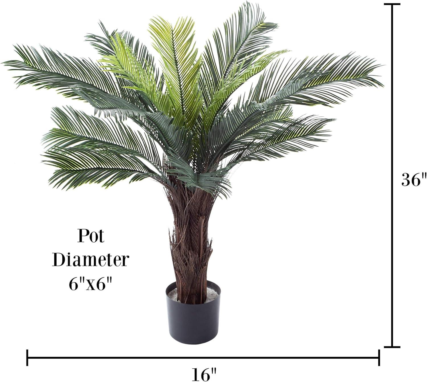 Pure Garden Artificial Palm Tree - Potted Faux Plant for Office or Home Decor - Realistic Greenery for Indoor or Outdoor Use