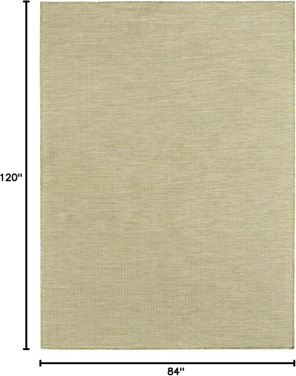 Nourison Positano Solid Flatweave Low Pile Indoor Outdoor Area Rug Green 7' x 10'