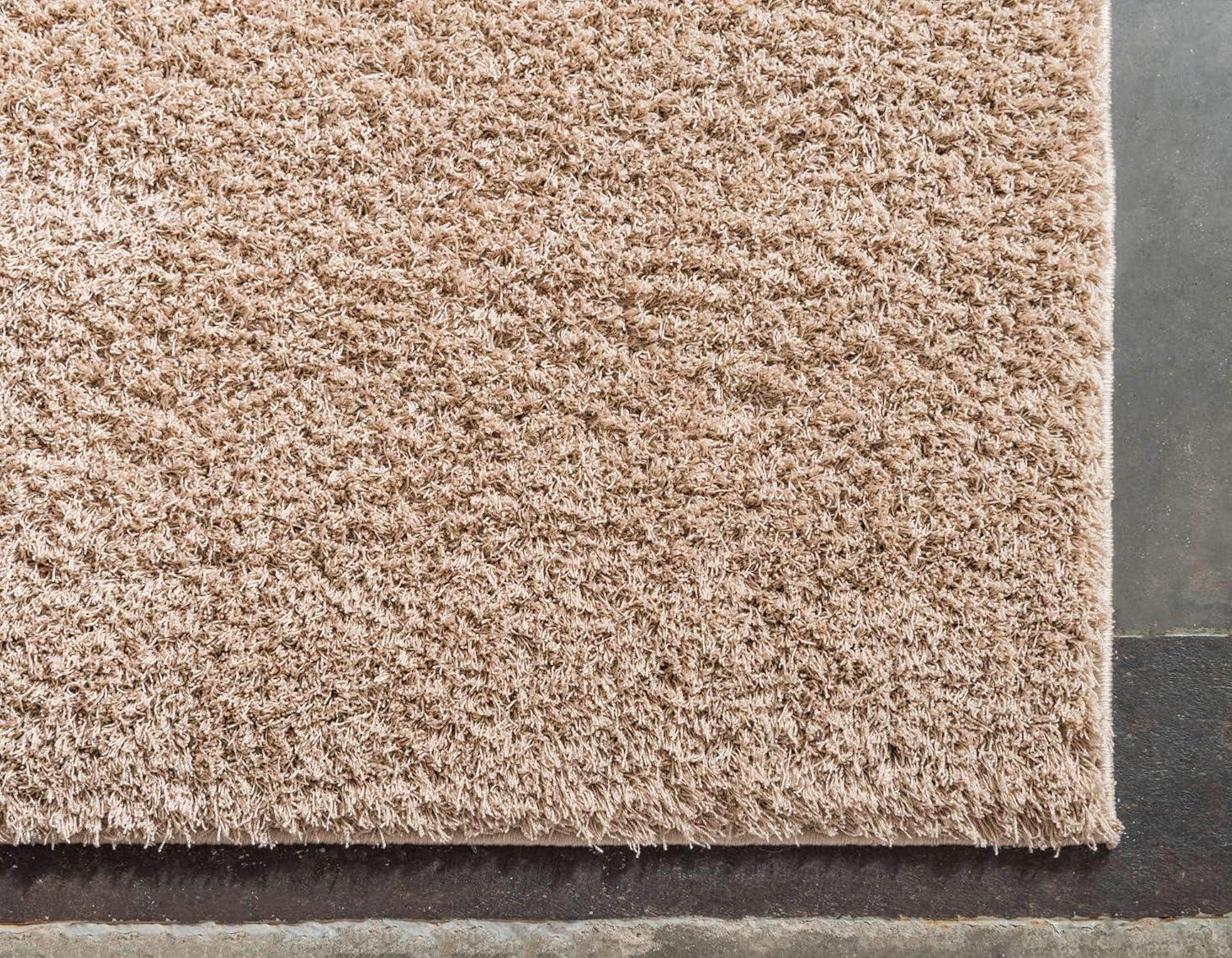 Serenity Soft Shag 4' x 6' Brown Synthetic Rug for Kids