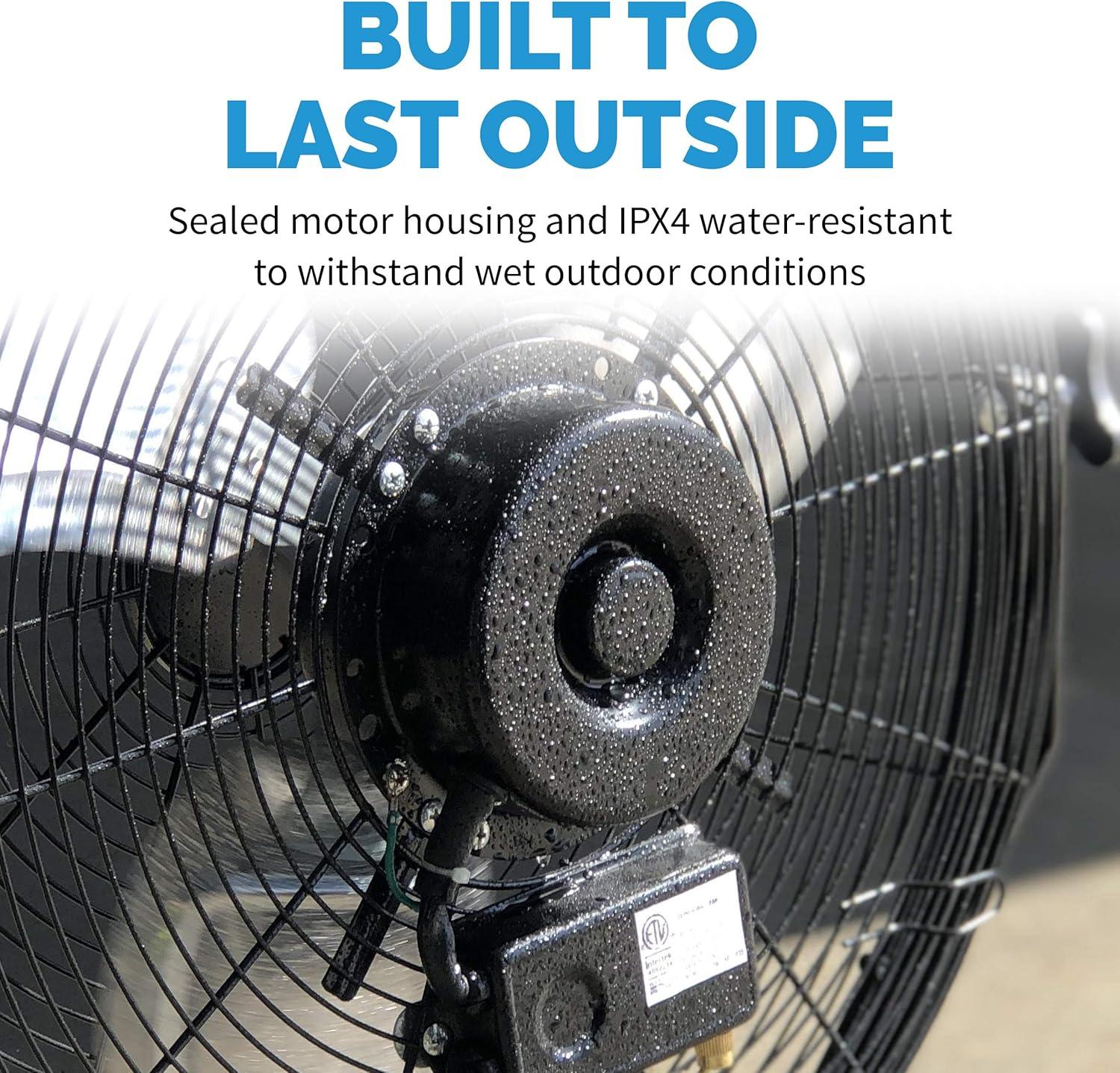 Newair Newair 20" High Velocity Wall Mount Fan, Heavy Duty Waterproof Outdoor Fan, Adjustable Tilt and 3 Speeds up to 4650 CFM, Pull Chain Switch