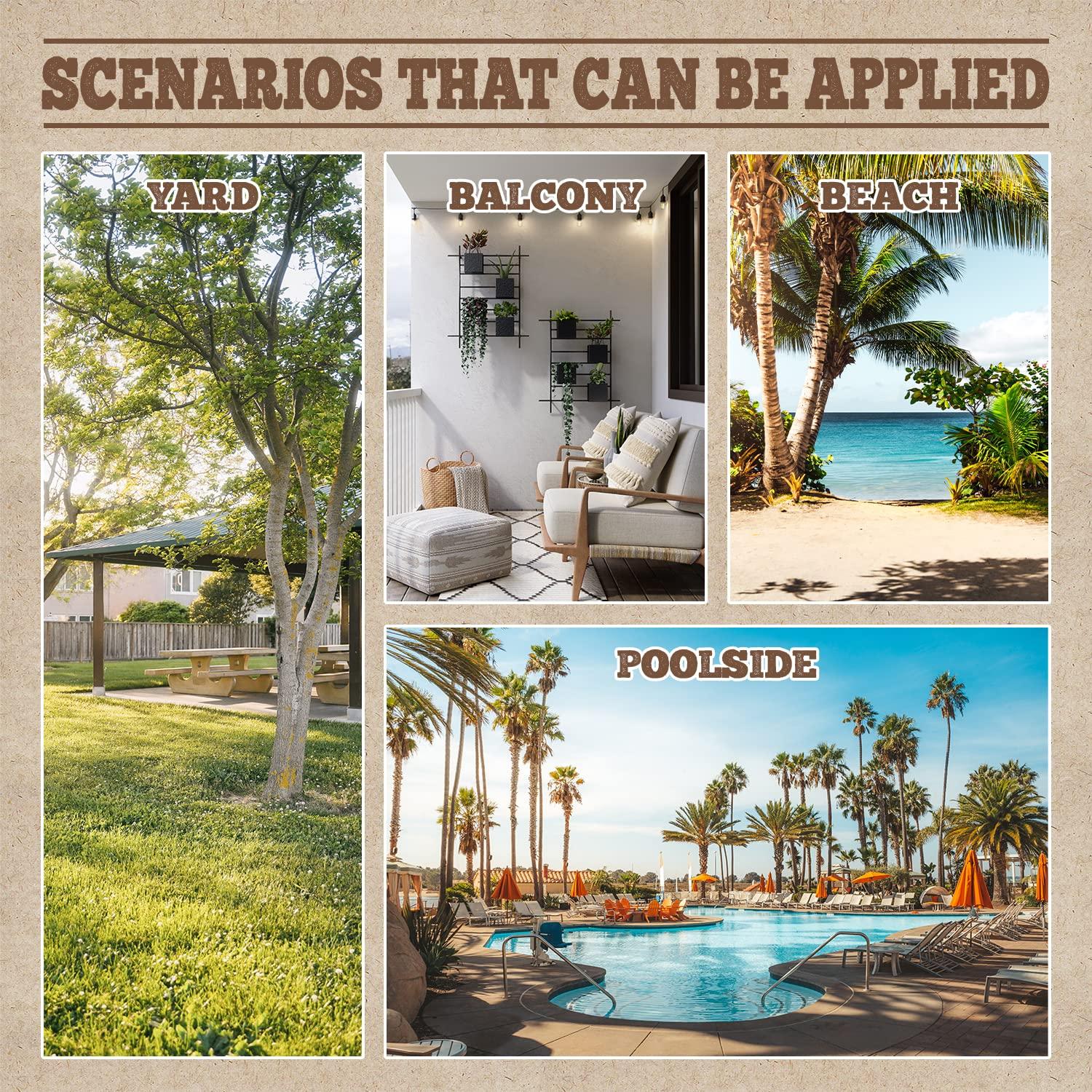 FDW Beach Sling Patio Chair for Relaxing, Foldable with Adjustable Height Made from Eucalyptus Wood with White Polyester,Khaki