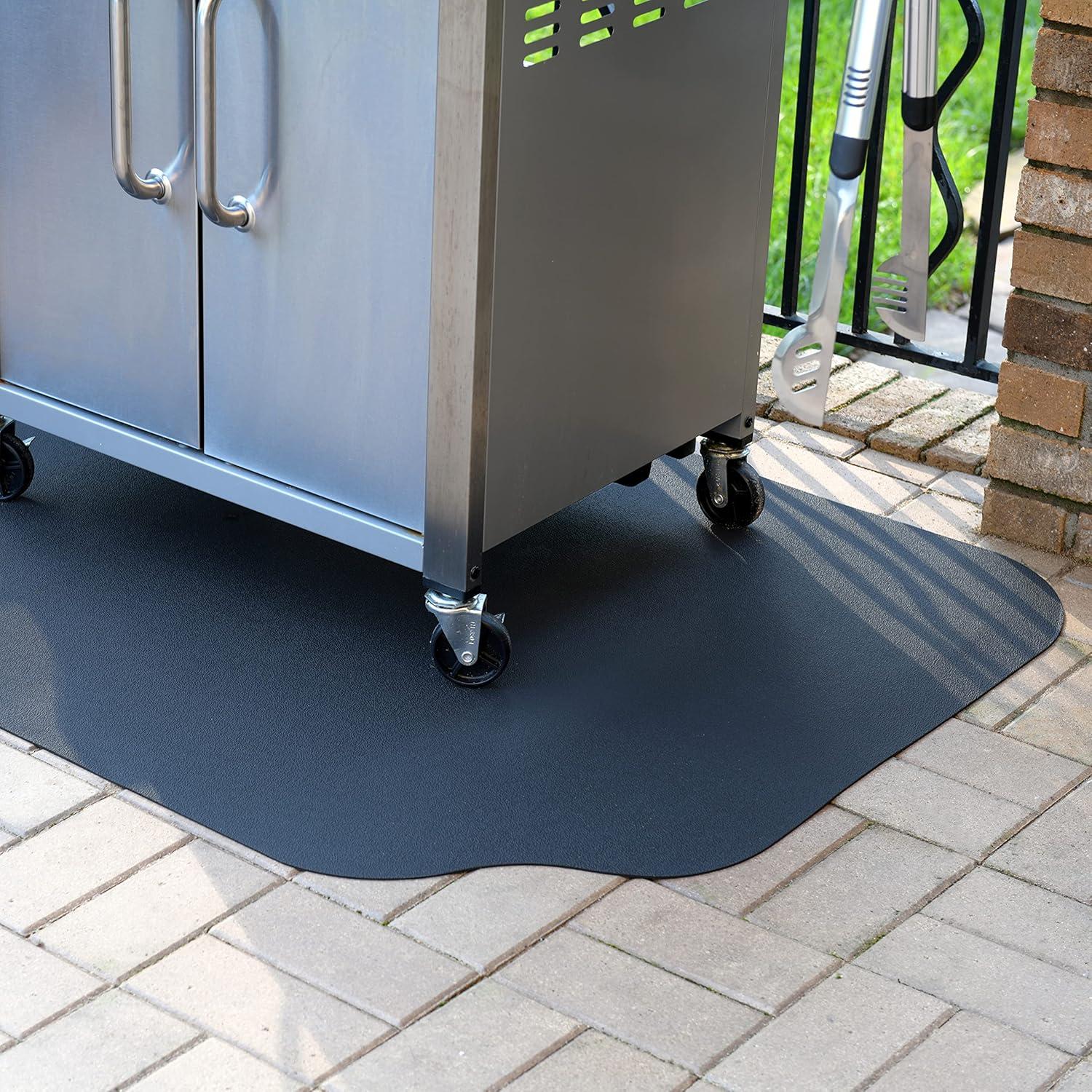 Black Synthetic Rubber Grill Protective Mat 30" x 48"