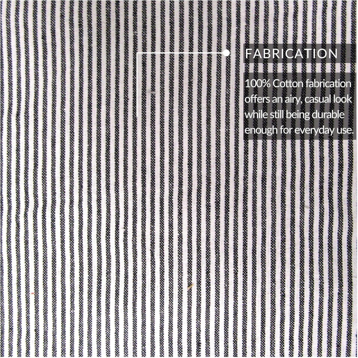 Elrene Tucker Ticking Stripe Kitchen Curtain Tier Set Black 30"w x 24"l