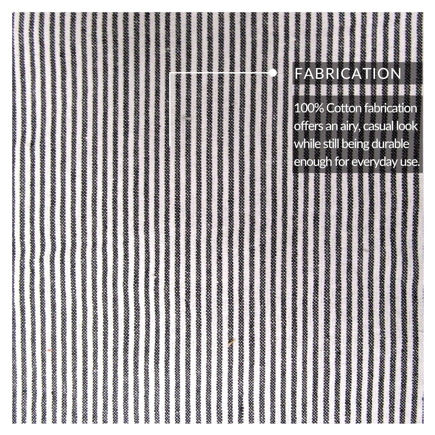 Elrene Tucker Ticking Stripe Kitchen Curtain Tier Set Black 30"w x 24"l