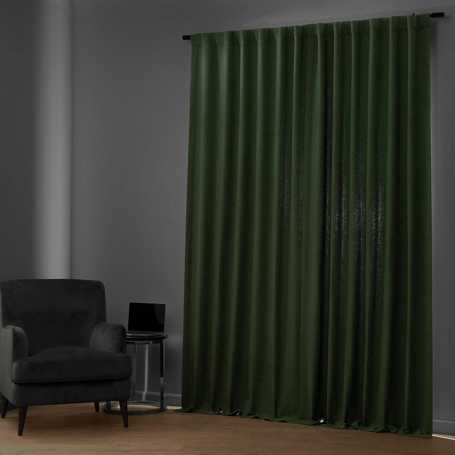 Pine Forest Green Blackout Polyester Drape Panel Curtains