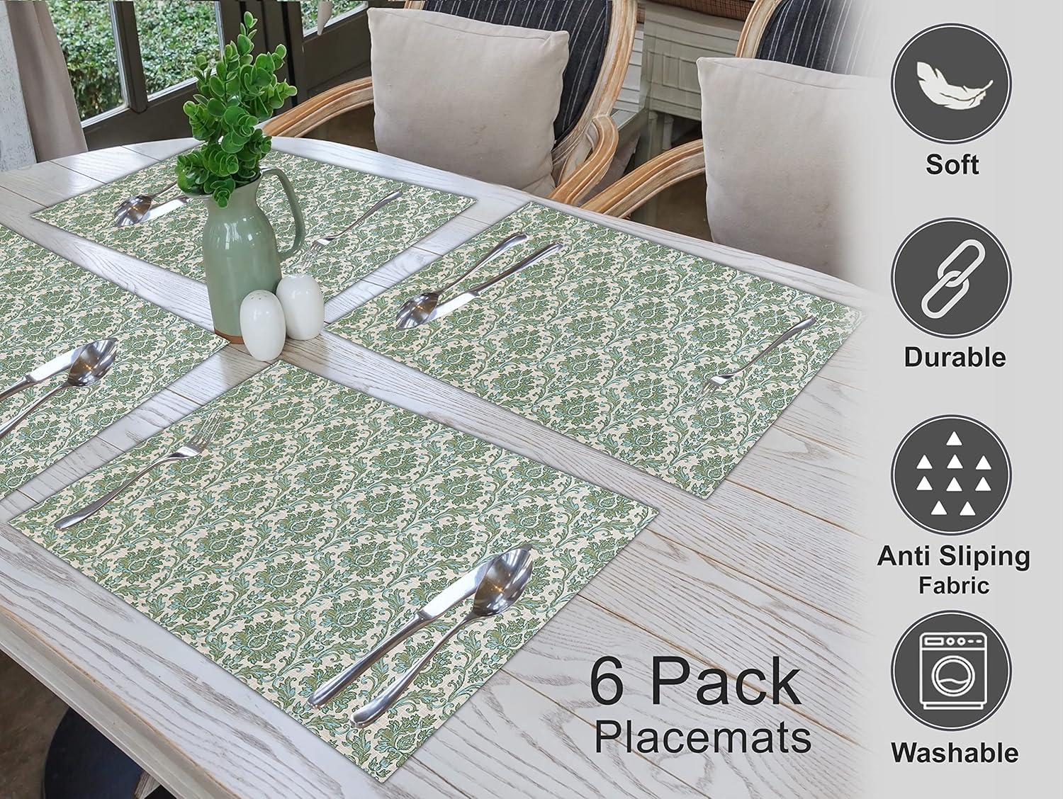 Ruvanti Dining Table Rectangle Placemats 100% Cotton Multi Pattern 13x19 Inches (Set of 6)