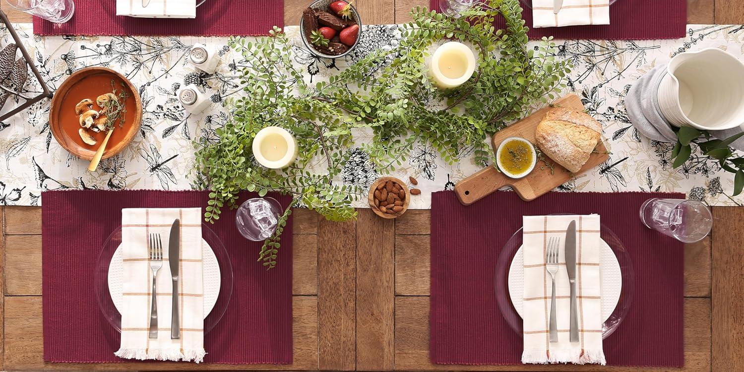 DII Ribbed Solid Placemat Set 6 Piece, Barn Red, 13x19"