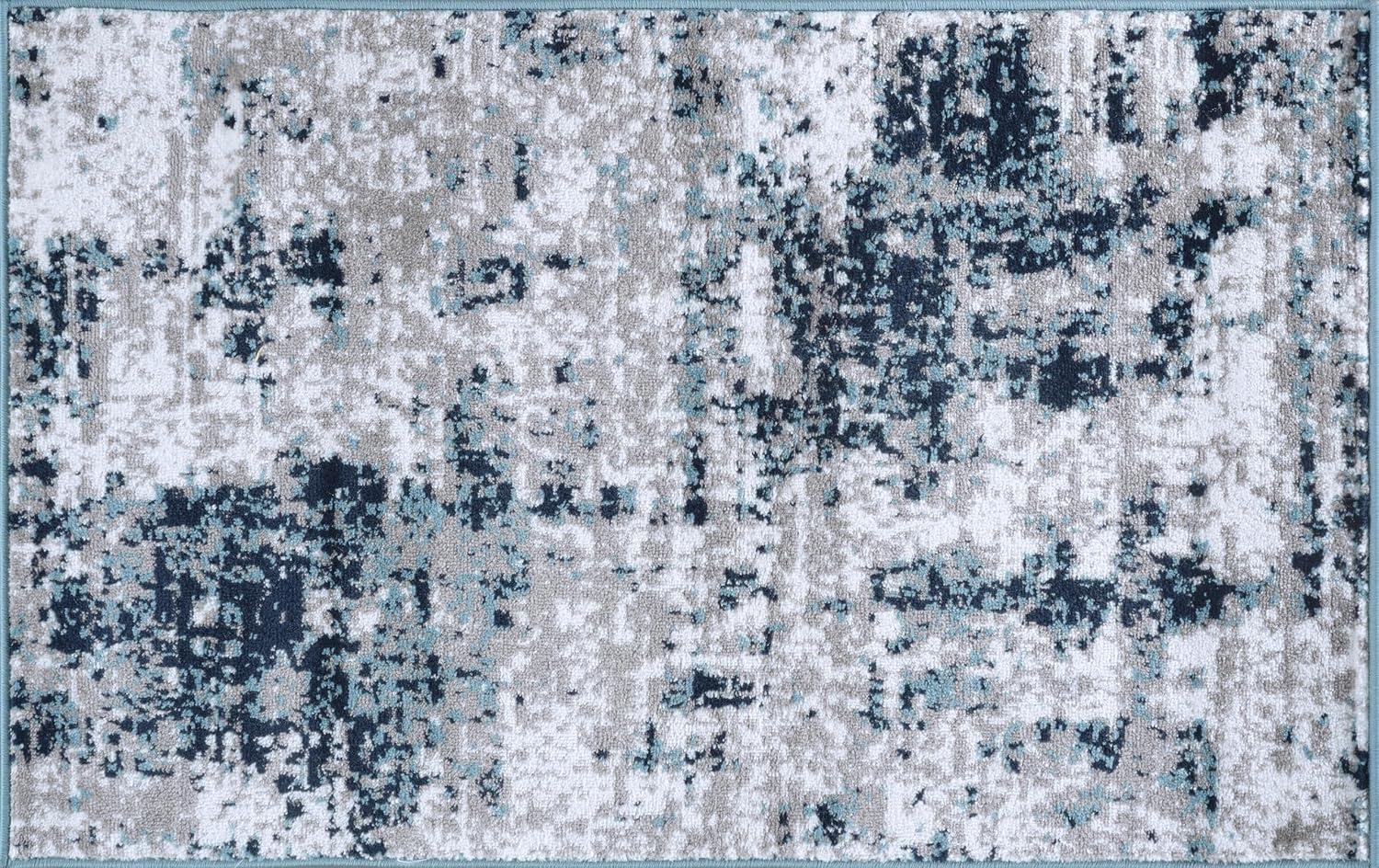 World Rug Gallery Distressed Abstract Area Rug - Blue 2'7"x4'